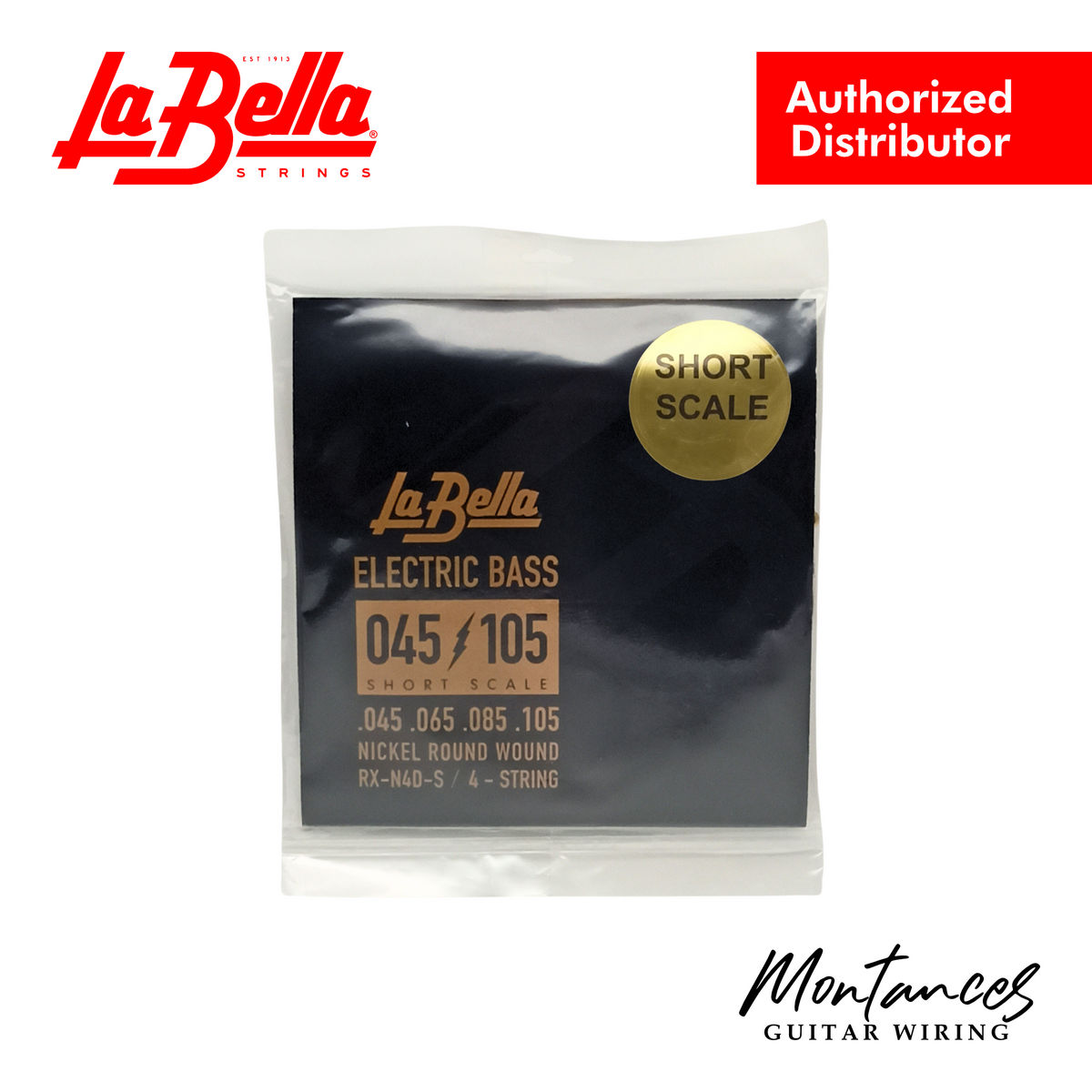 La Bella RX-N4D-S | 4-String Bass String Set | 45-105 Short Scale | Nickel Roundwound