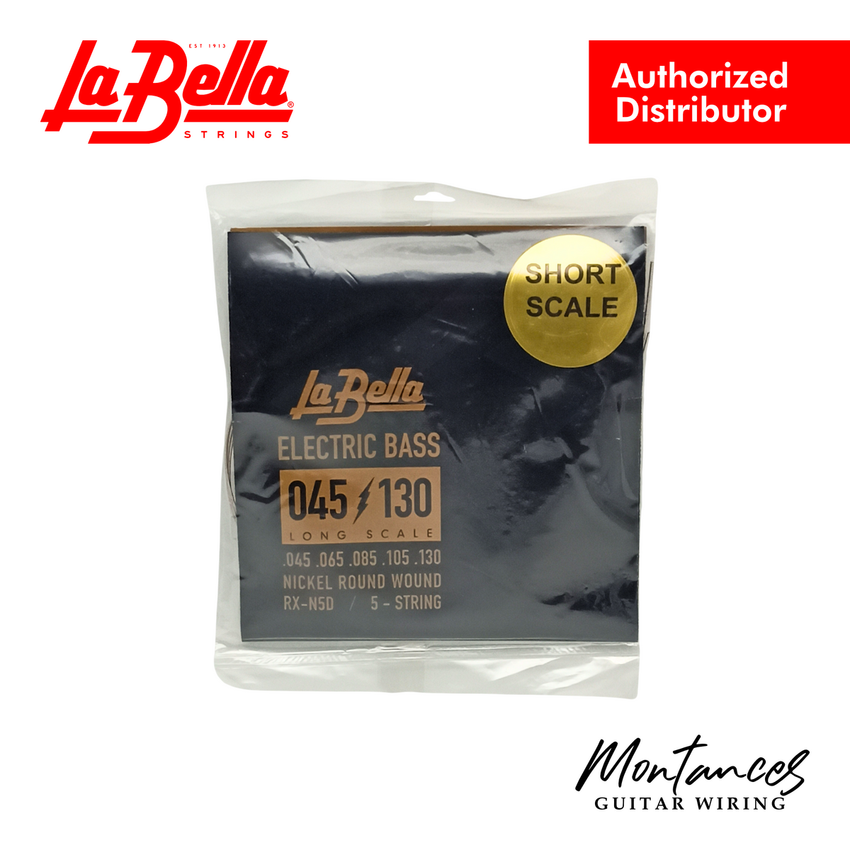 La Bella RX-N5D-S | 5-String Bass String Set | 45-130 Short Scale | Nickel Roundwound Balanced