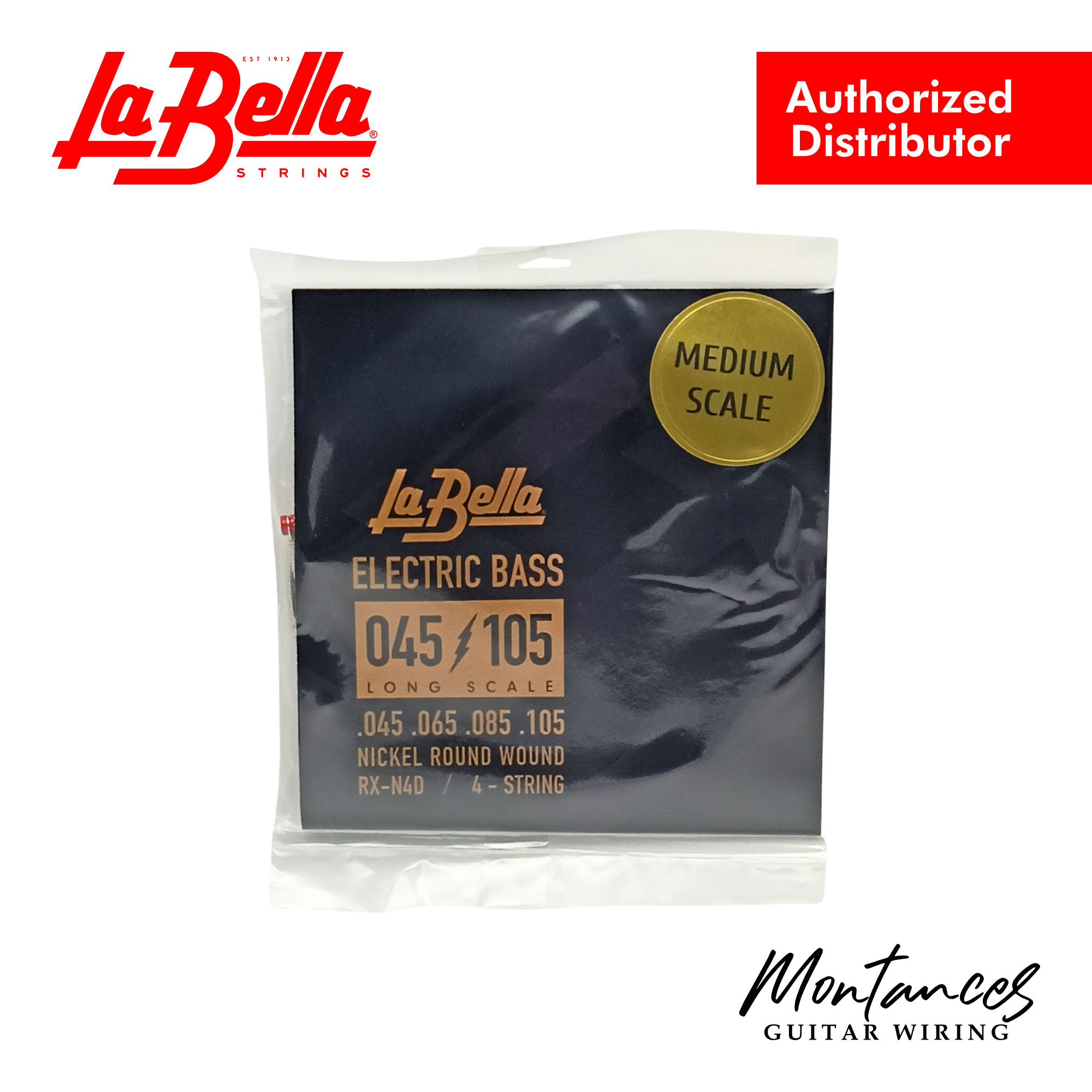 La Bella RX-N4D Rx Nickel Bass Guitar Strings – 4-String Set | Medium Scale | 45–105 | Round Wound | Made in USA