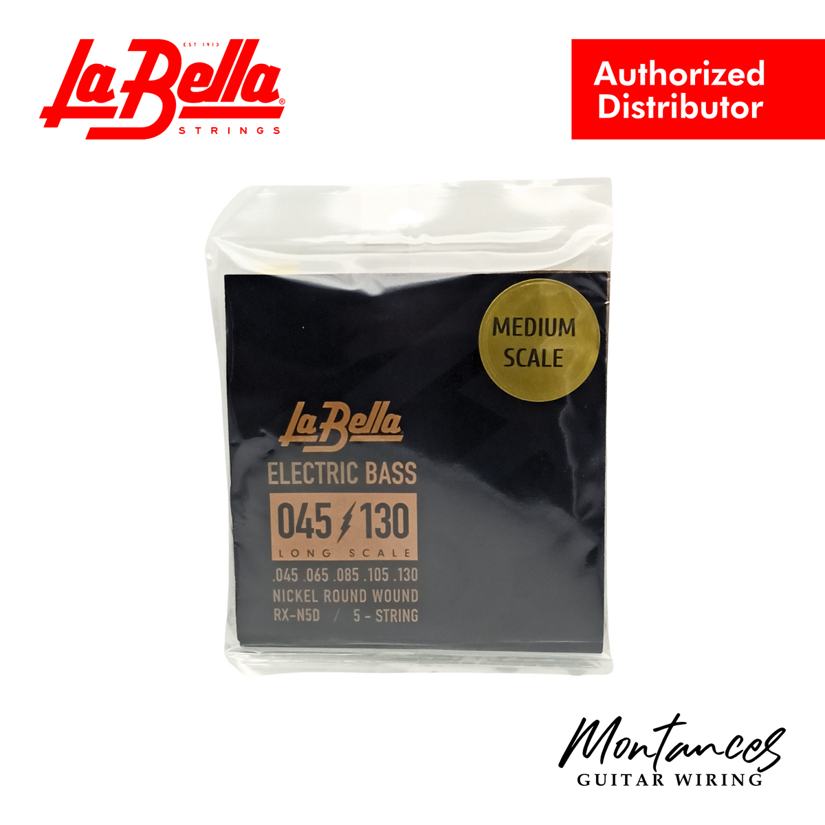 La Bella RX-N5D-M | 5-String Bass String Set | 45-130 Medium Scale | Nickel Roundwound
