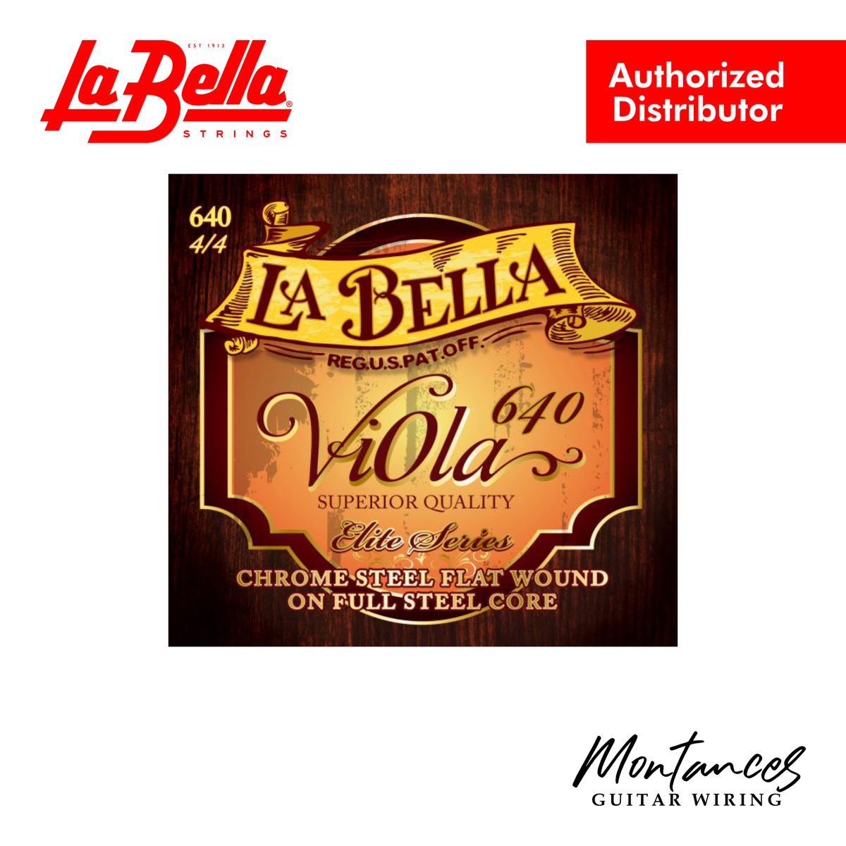 La Bella 640 Viola Strings | Chrome Steel Flat Wound | Full Size 4/4 | Reliable & Versatile