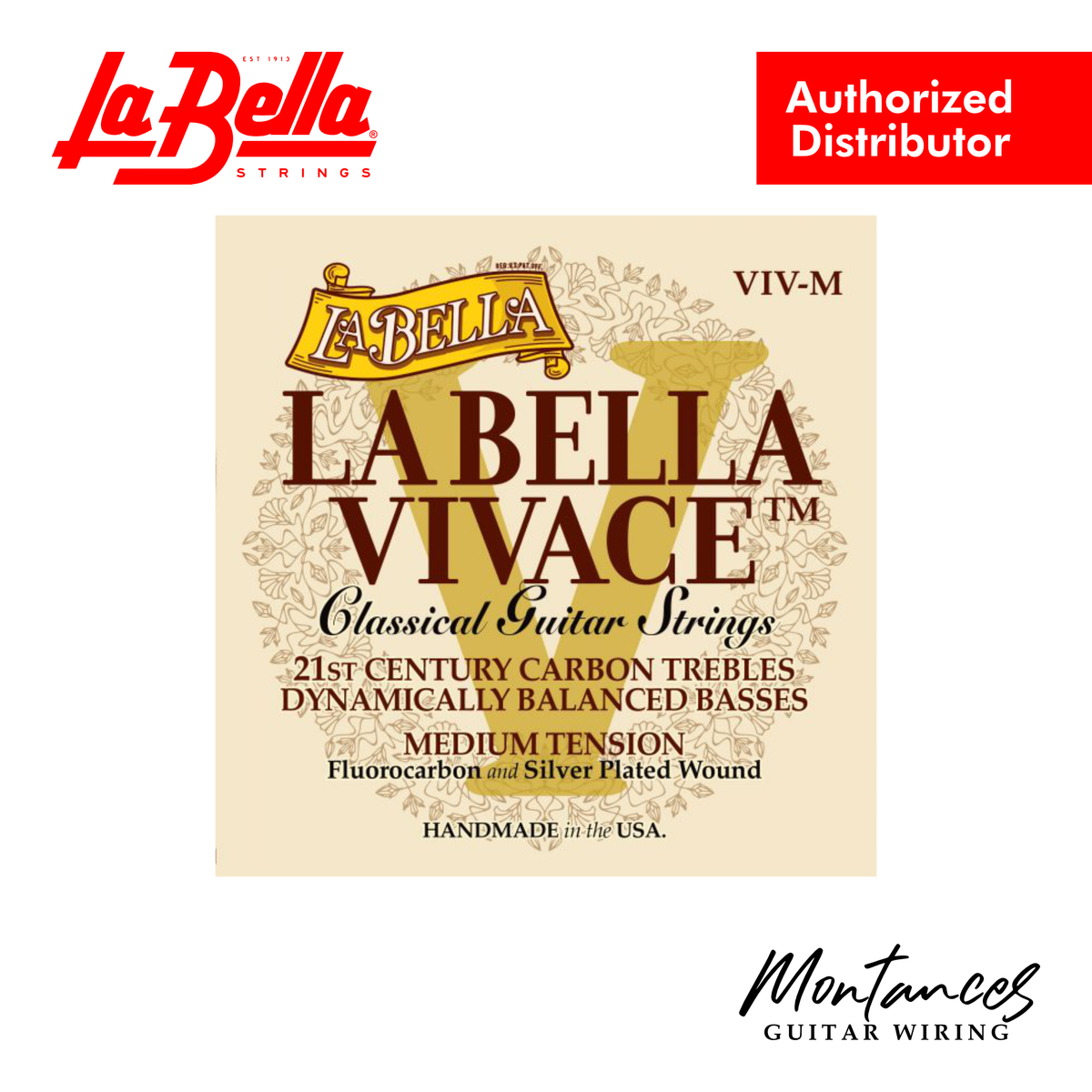La Bella VIV-M Vivace | Fluorocarbon Trebles | Medium Tension | Classical Guitar Strings