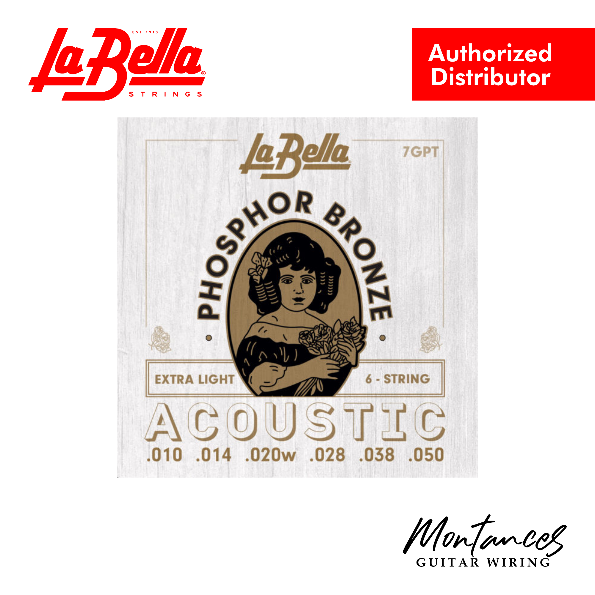 La Bella 7GPT | Phosphor Bronze Roundwound | 10-50 Extra Light | Acoustic Guitar Strings