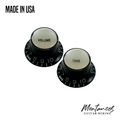 Top Hat Knob, Black with Silver Cap, Gibson Style, Push-On made in USA, 24 splines, Sold Per Piece