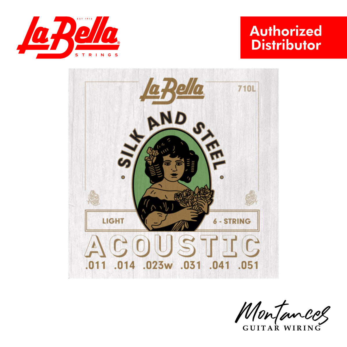 La Bella 710L Silk & Steel | Silver-Plated Copper | 11-51 Light | Acoustic Guitar Strings