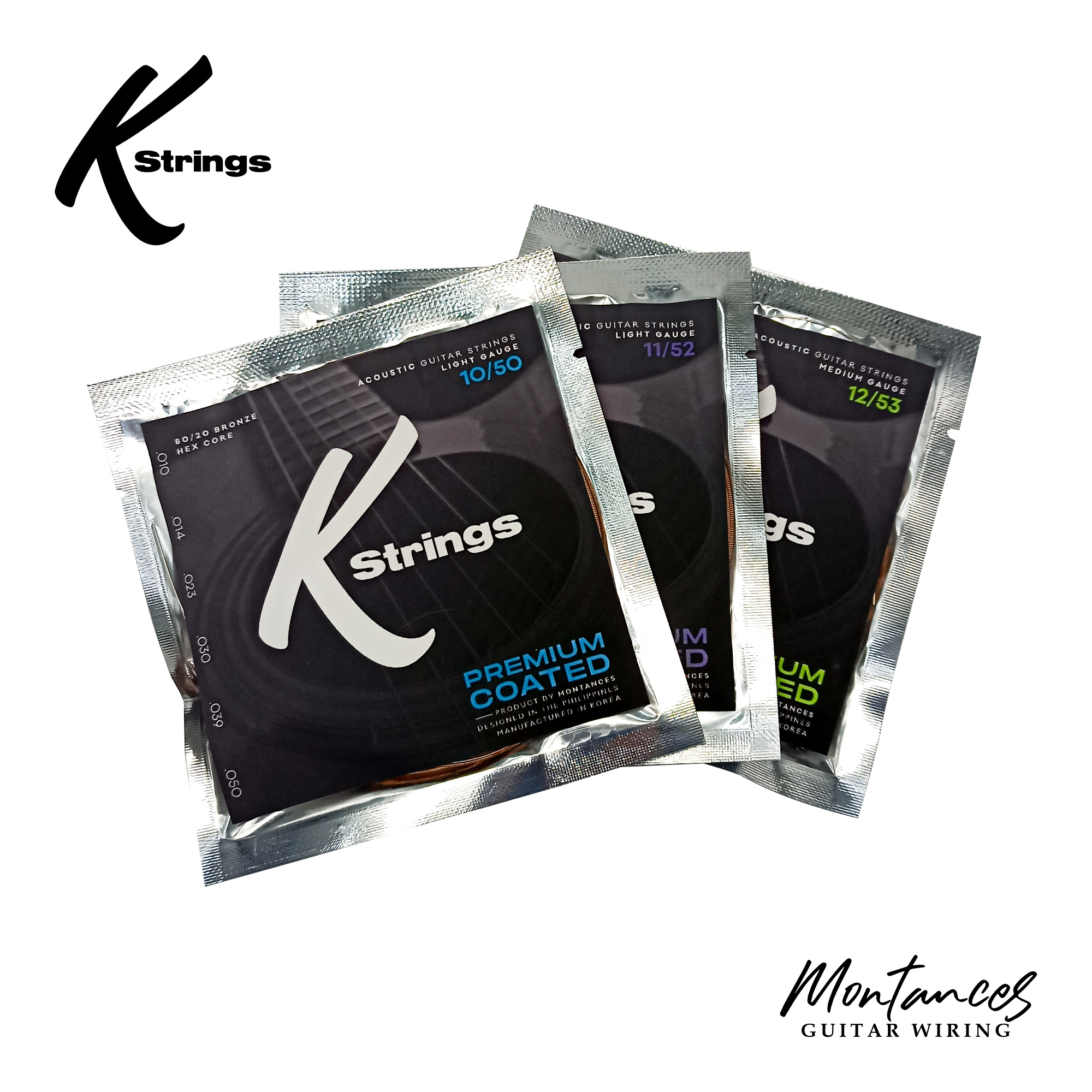 K Strings Premium Coated | Phosphor Bronze | 10-50, 11-52, 12-53 | Acoustic Guitar Strings