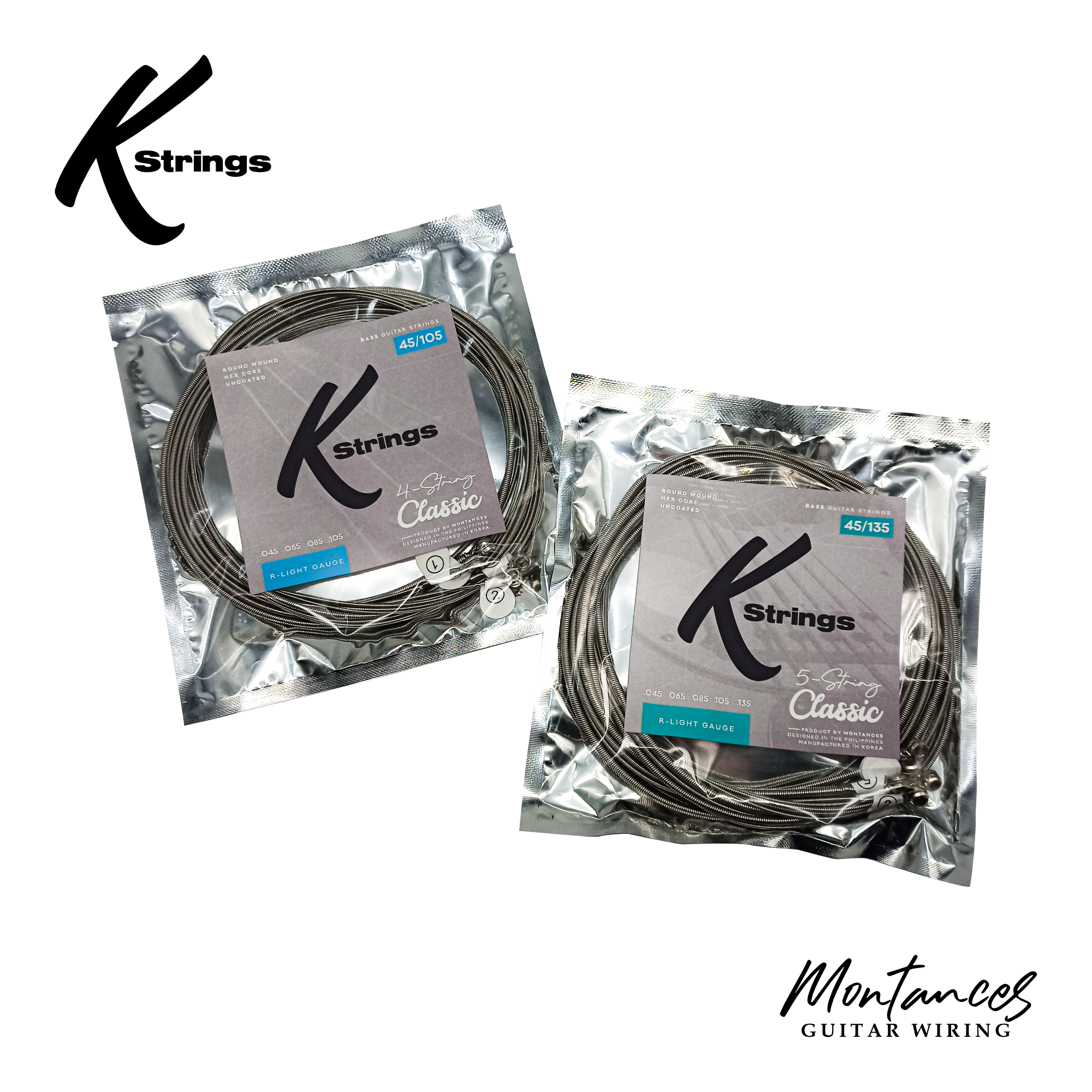 K Strings Classic Series | Nickel Wound | 45-105, 45-135 | Bass Guitar Strings