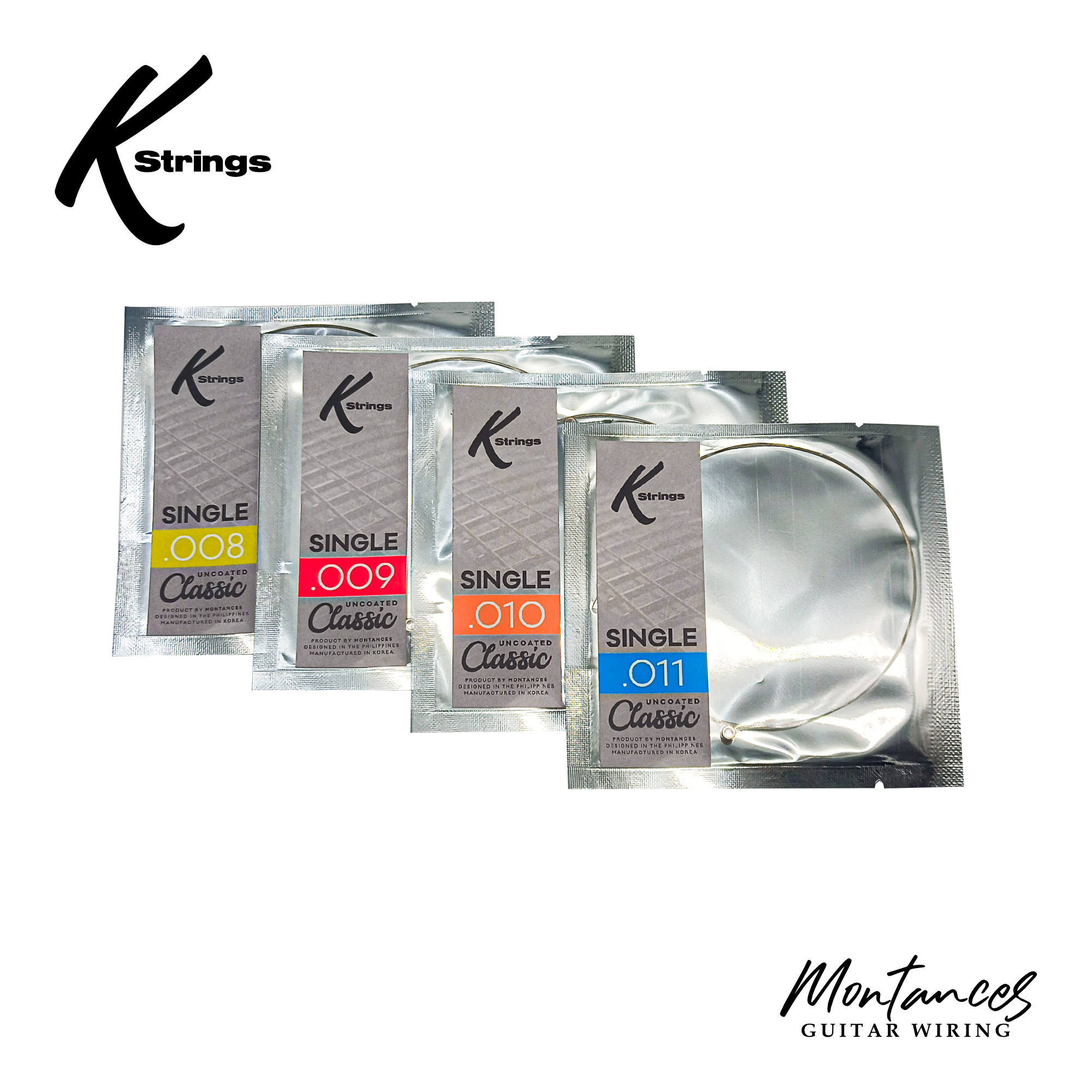 K Strings Classic Singles | Plain Steel | .008, .009, .010, .011 | Electric Guitar Strings