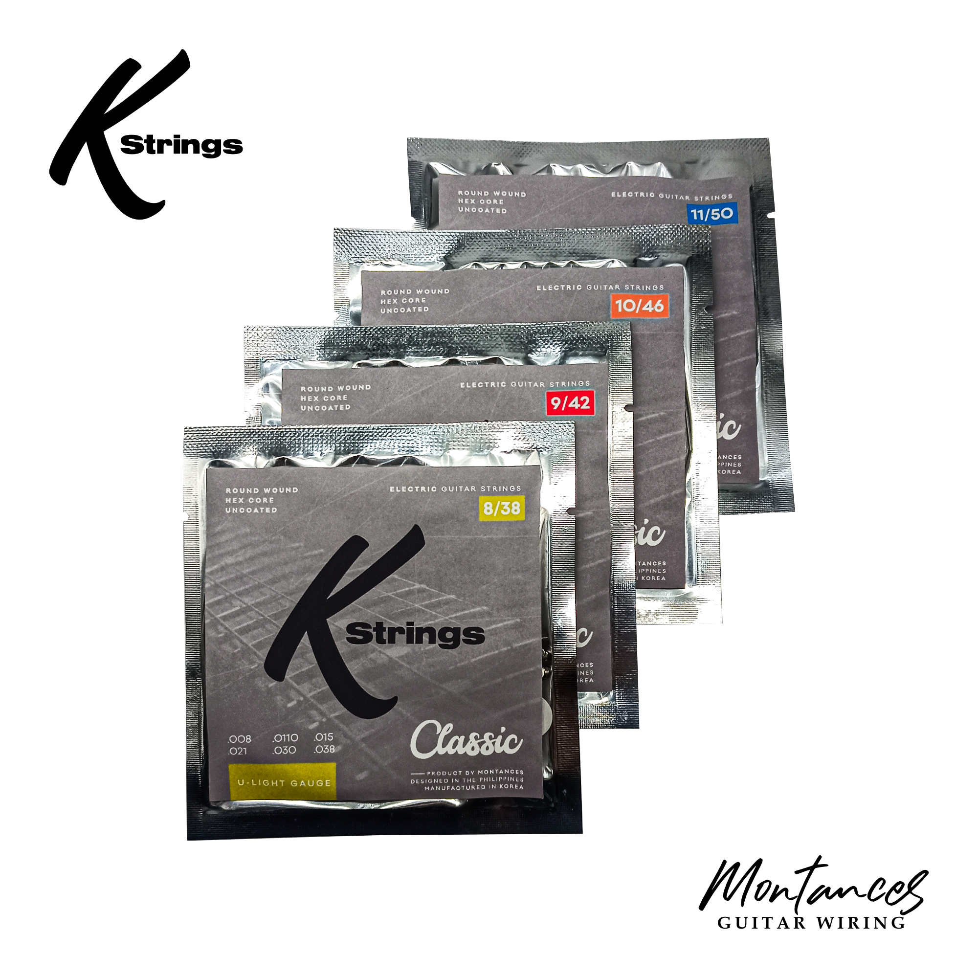 K Strings Classic Series | Nickel Wound | 8-38, 9-42, 10-46, 11-50 | Electric Guitar Strings