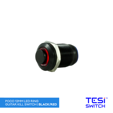 TESI Switch POCO 12MM LED Ring Guitar Kill Switch - Black/Red