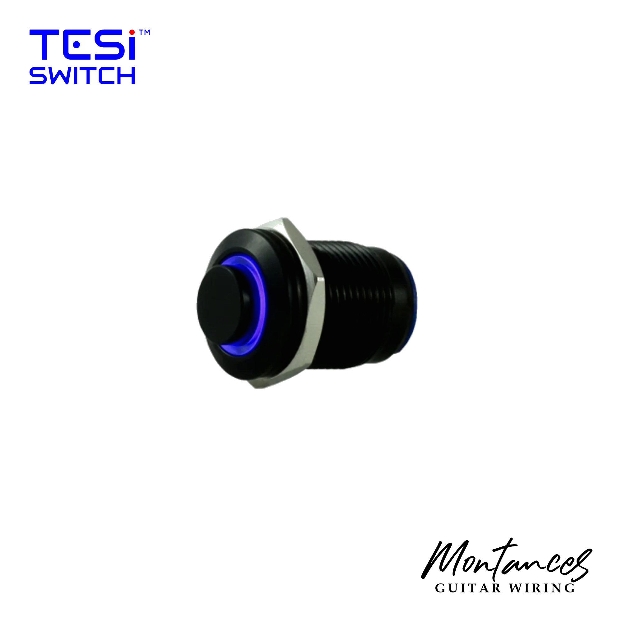 TESI Switch POCO 12MM LED Ring Guitar Kill Switch - Black/Blue