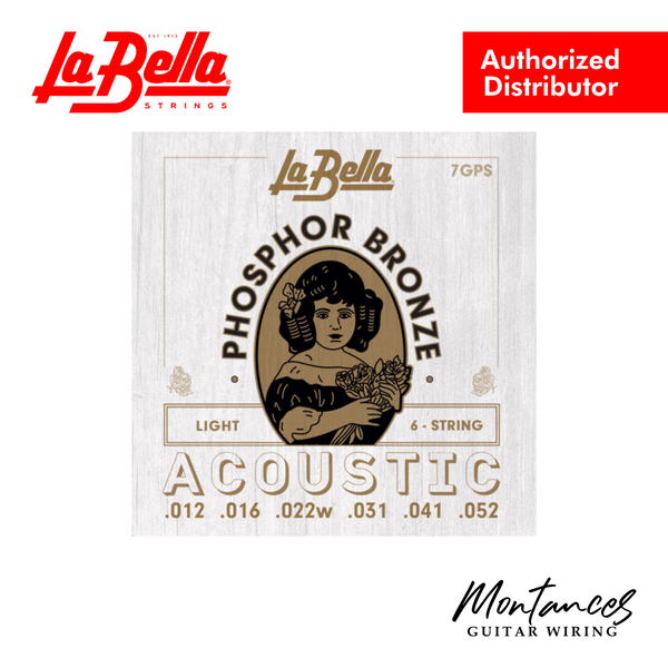 La Bella 7GPS | Phosphor Bronze Roundwound | 12-52 Light | Acoustic Guitar String Set