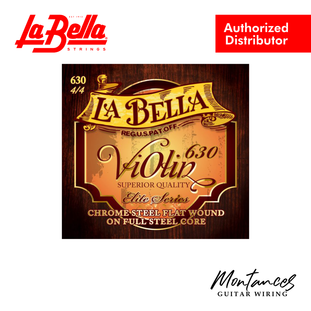 La Bella 630 Violin Strings | Chrome Steel Flat Wound | Full Size 4/4 | Reliable & Versatile