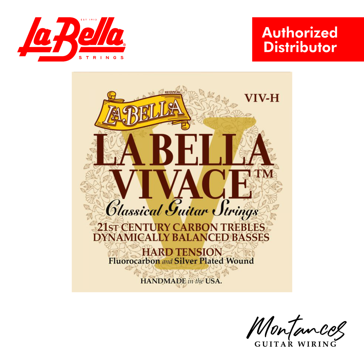 La Bella VIV-H Vivace | Fluorocarbon Trebles | Hard Tension | Classical Guitar Strings