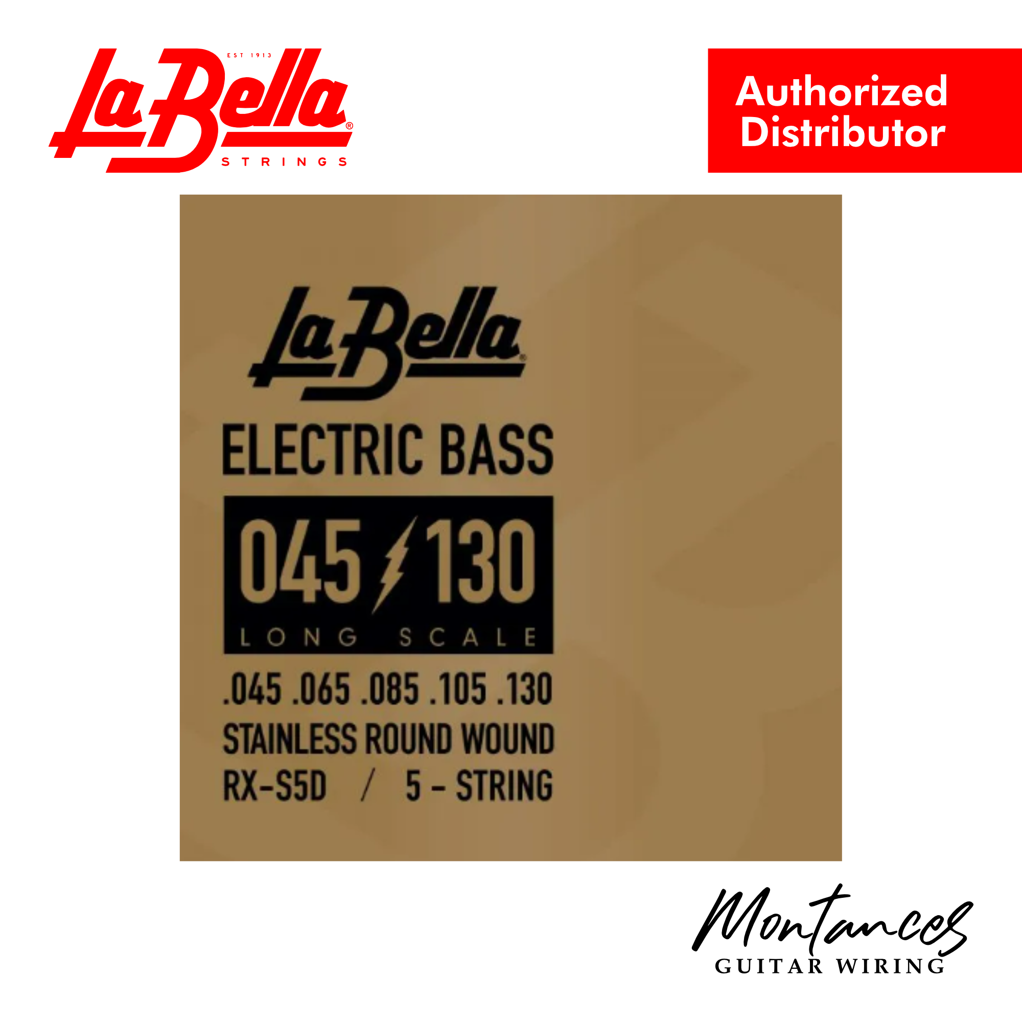 La Bella RX-S5D | 5-String Bass String Set | 45-130 Long Scale | Stainless Roundwound Balanced