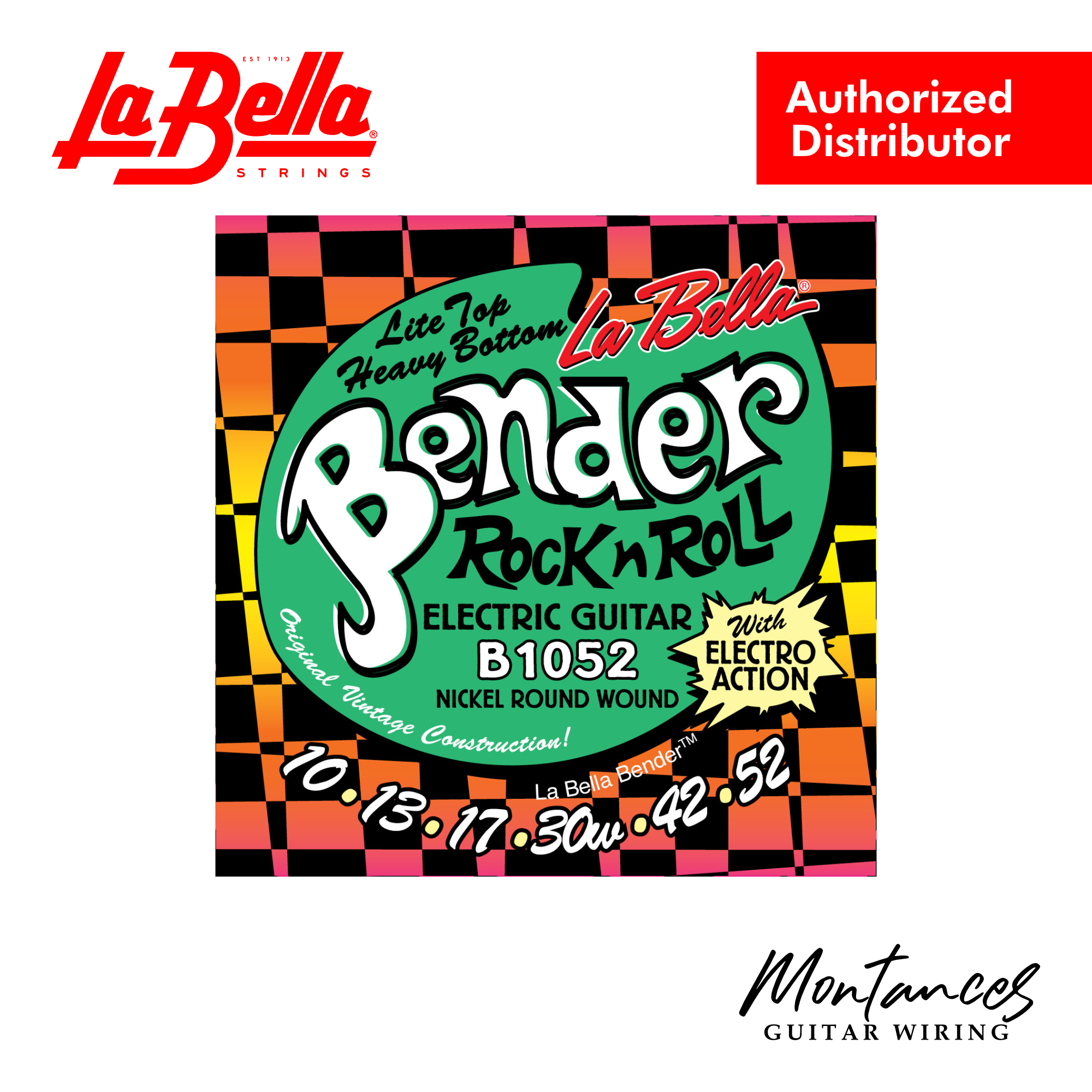 La Bella B1052 "The Bender" | Nickel-Plated Roundwound | 10-52 Hybrid | Electric Guitar String Set