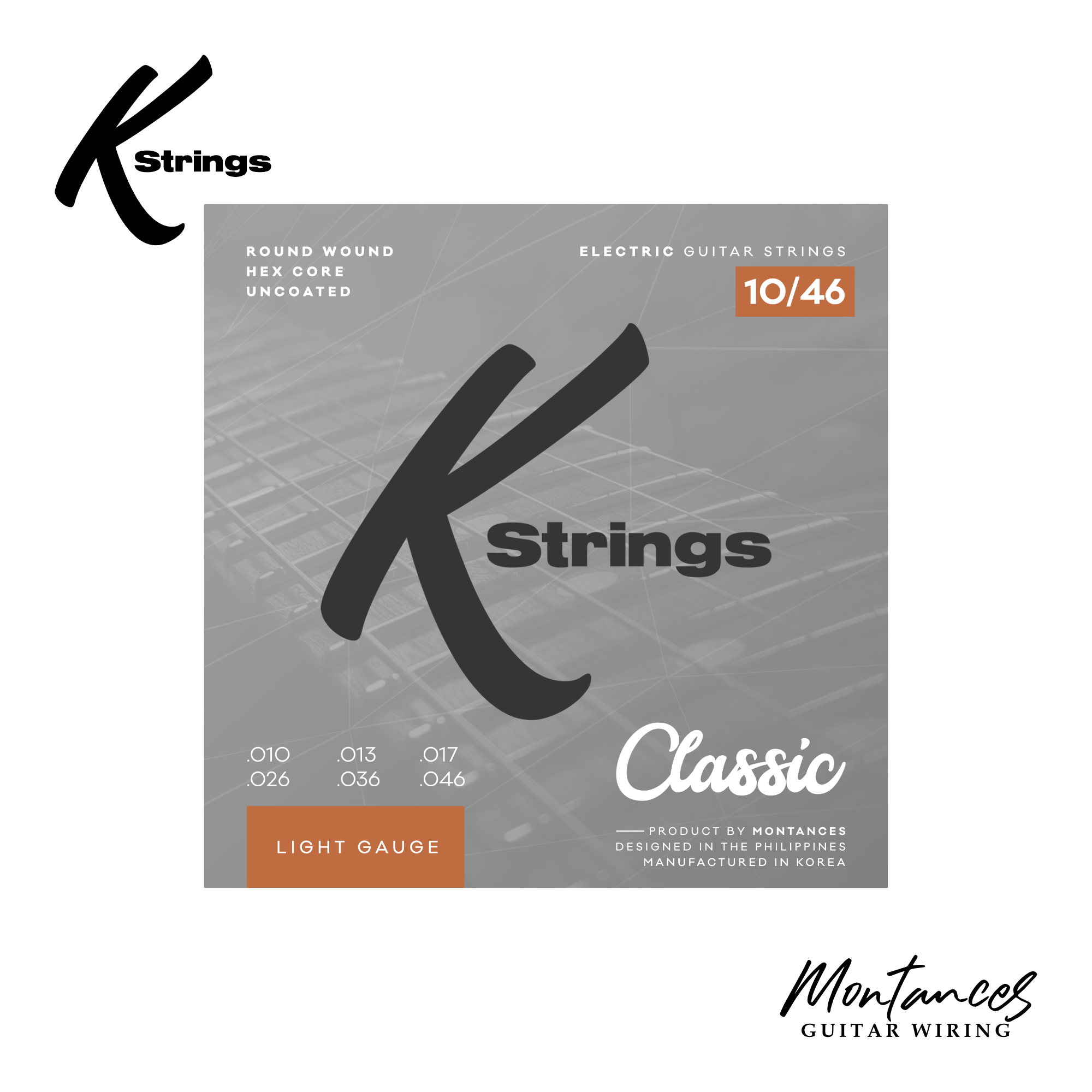 K Strings Classic Series | Nickel Wound | 8-38, 9-42, 10-46, 11-50 | Electric Guitar Strings