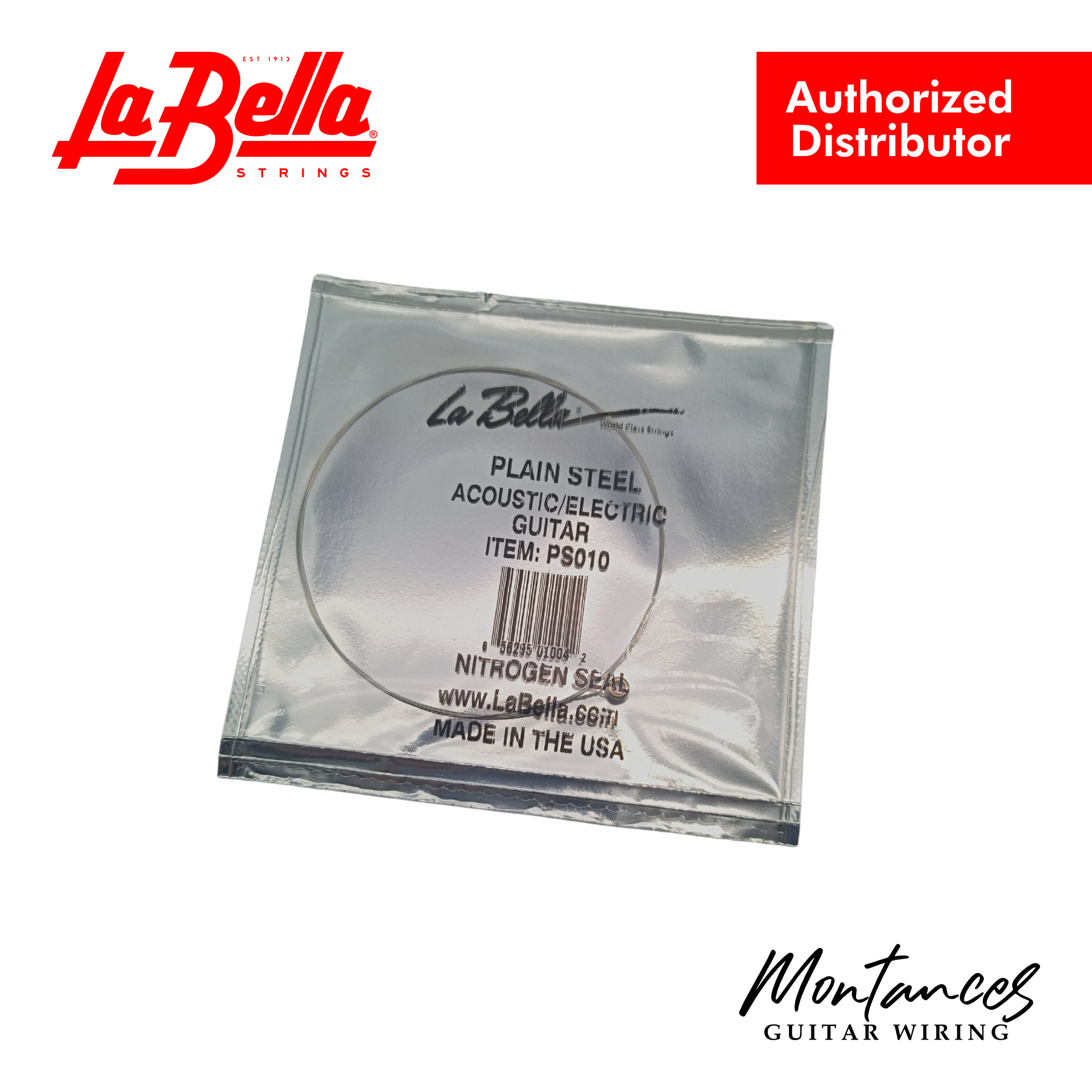 La Bella® 'Single Plain Steel' Electric/Acoustic Guitar Single Strings