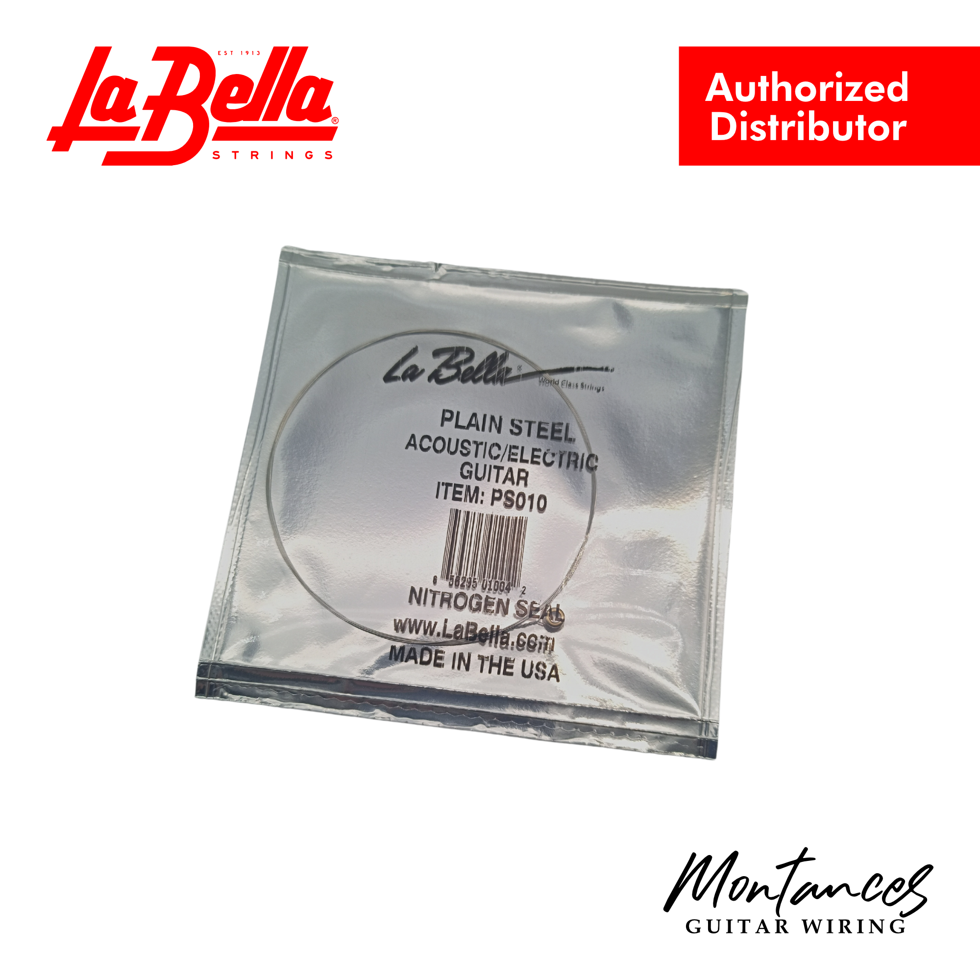 La Bella Single Plain Steel | Unwound Replacement String | .008-.011 | Electric/Acoustic Guitar String