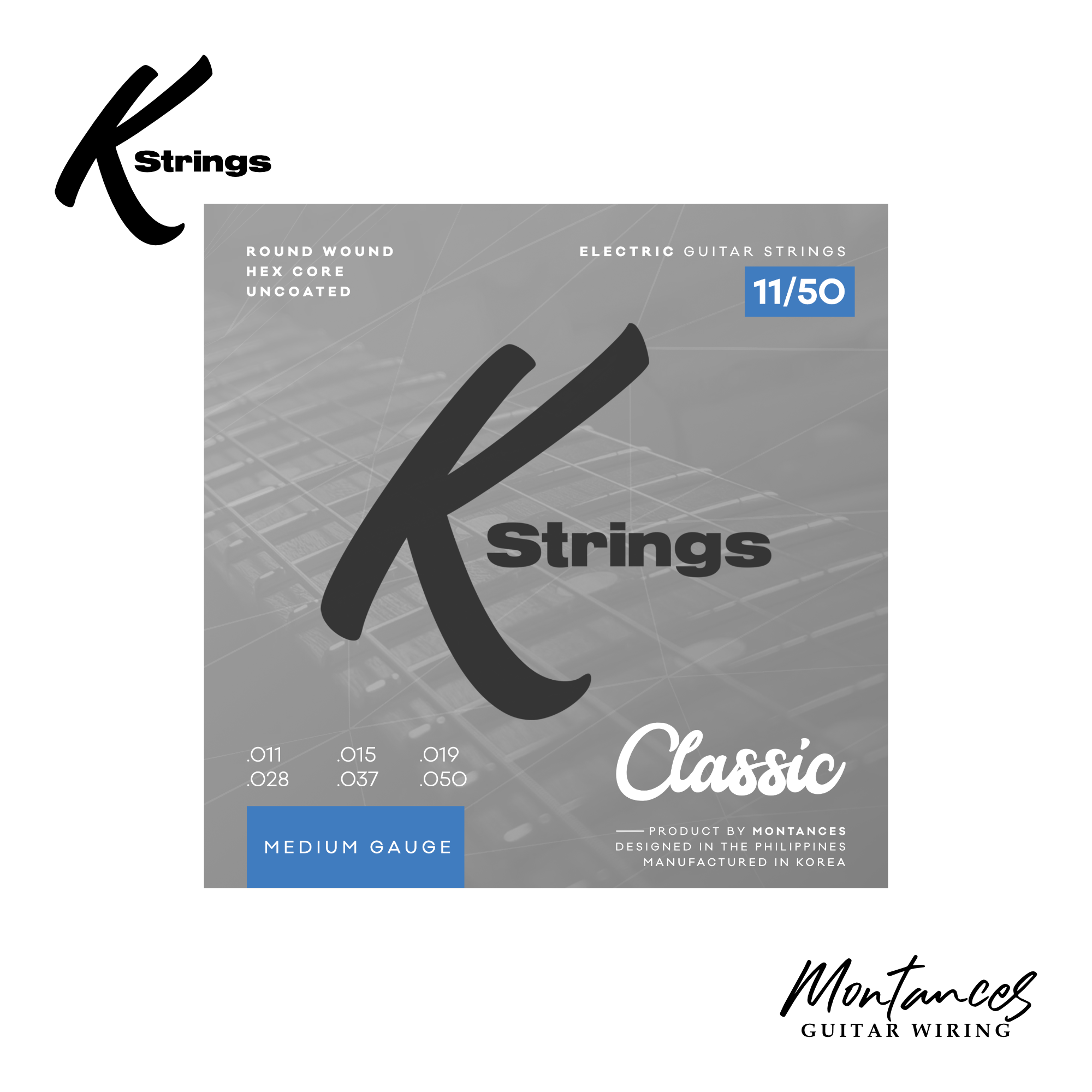K Strings Classic Series | Nickel Wound | 8-38, 9-42, 10-46, 11-50 | Electric Guitar Strings