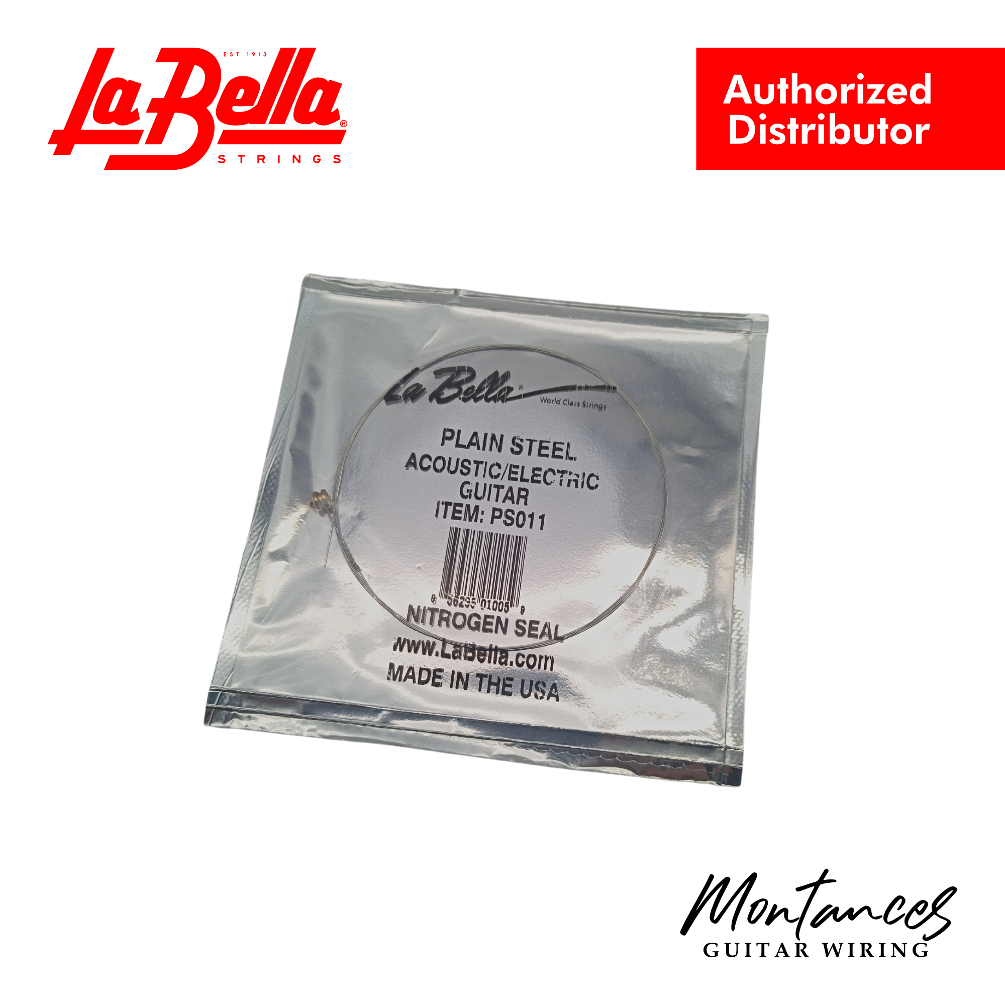 La Bella® 'Single Plain Steel' Electric/Acoustic Guitar Single Strings