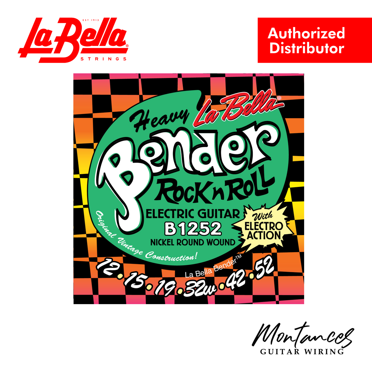 La Bella B1252 "Heavy Bender" | Nickel-Plated Roundwound | 12-52 Heavy | Electric Guitar String Set