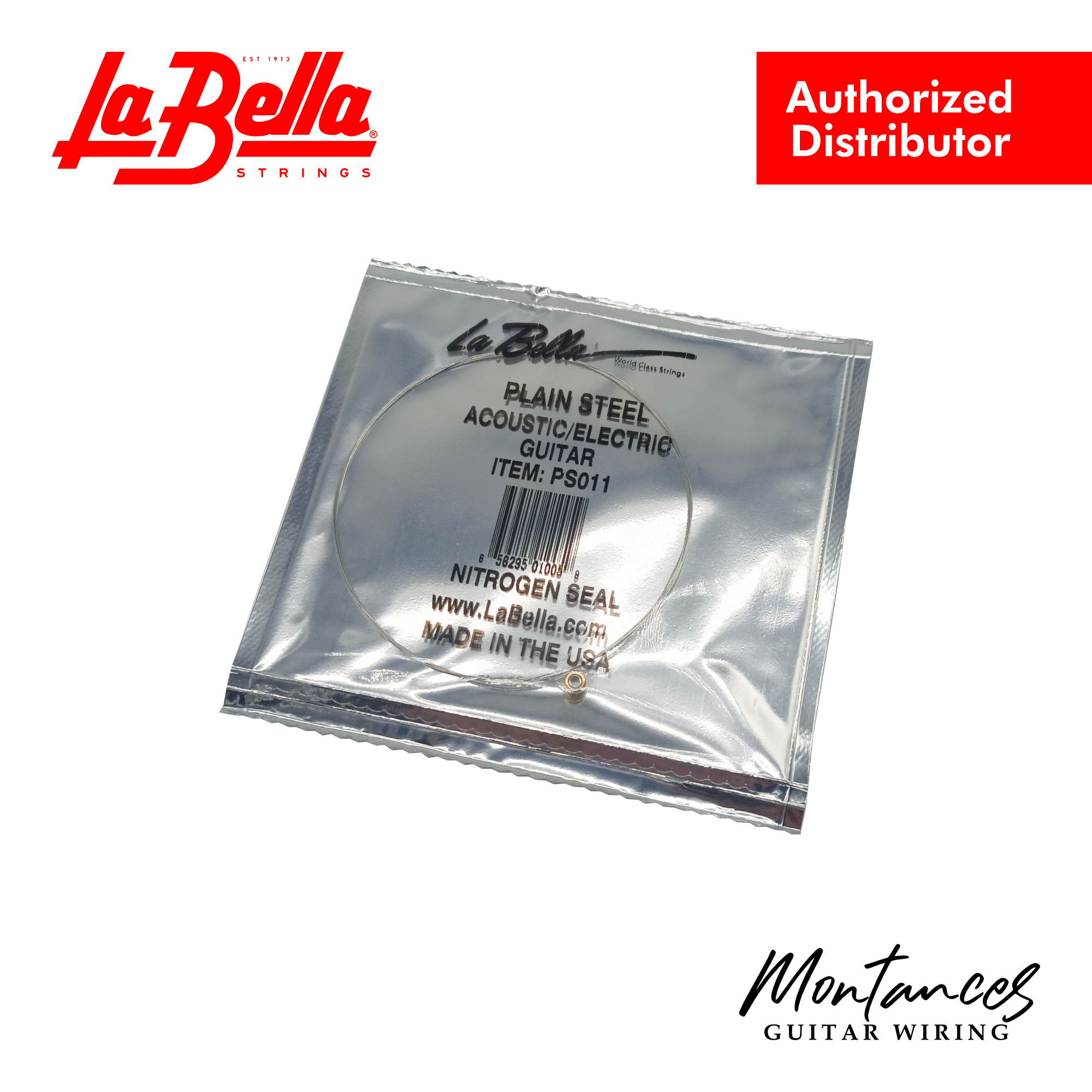 La Bella® 'Single Plain Steel' Electric/Acoustic Guitar Single Strings