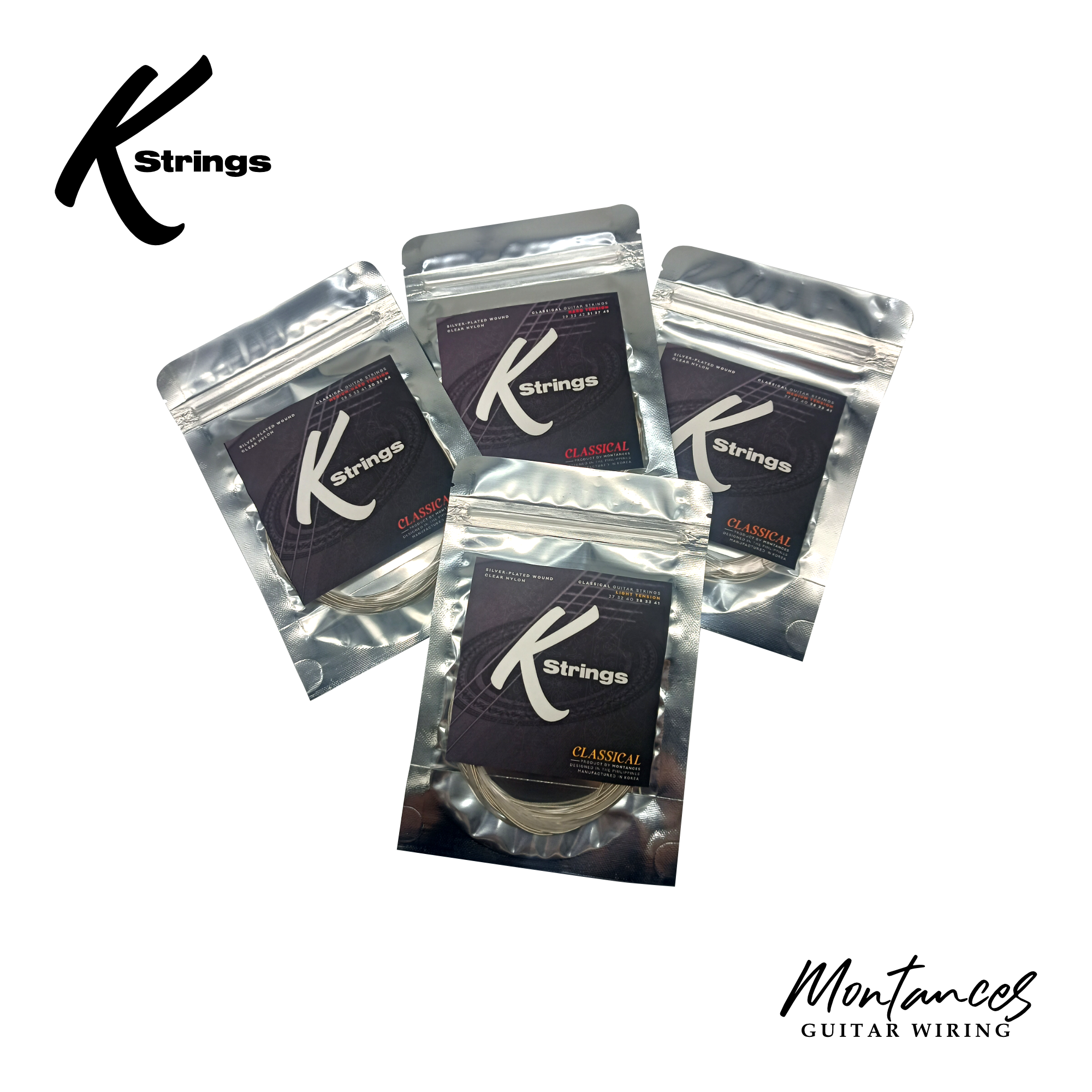 K Strings Classical Series | Silver-Plated Copper | Light, Medium, Med-Hard, Hard | Classical Guitar Strings