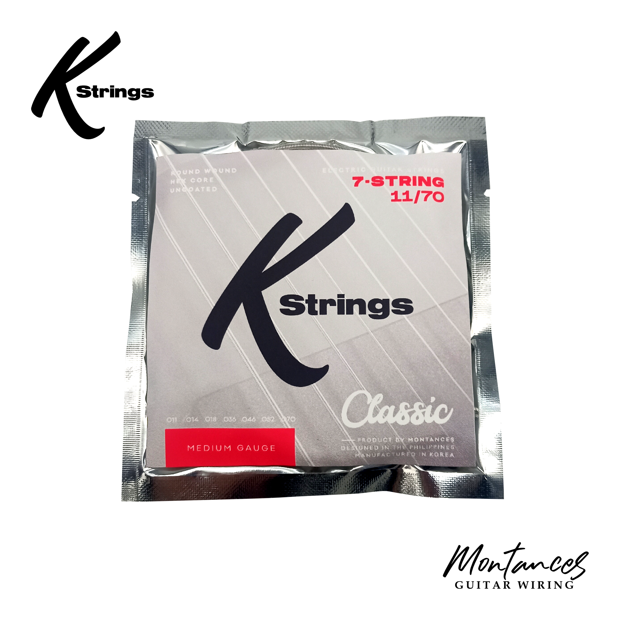 K Strings Classic Series | 7-String | Nickel Wound | 10-64, 11-70 | Electric Guitar Strings