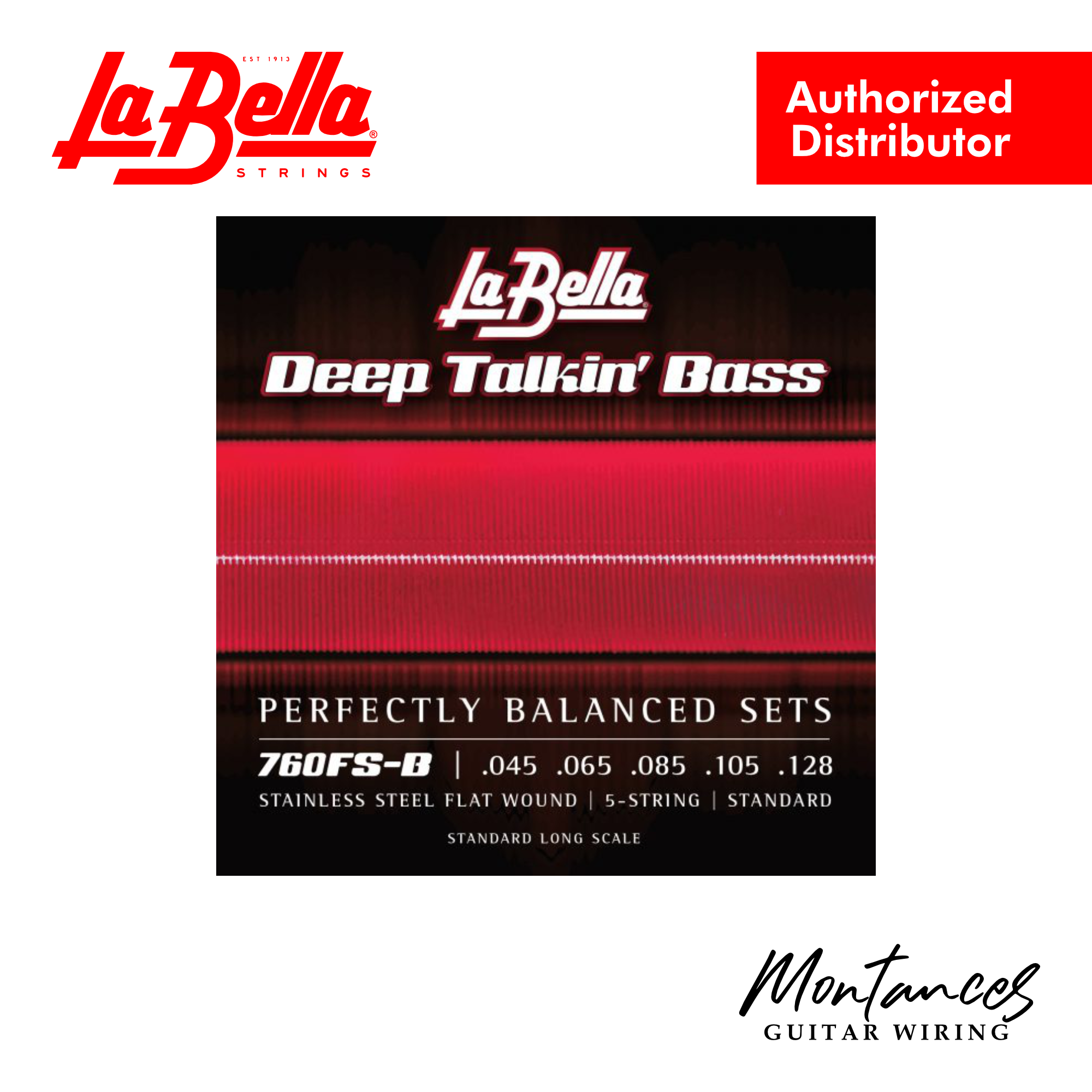 La Bella 760FS-B Deep Talkin’ | 5-String Bass String Set | 45-128T Standard | Stainless Flatwound
