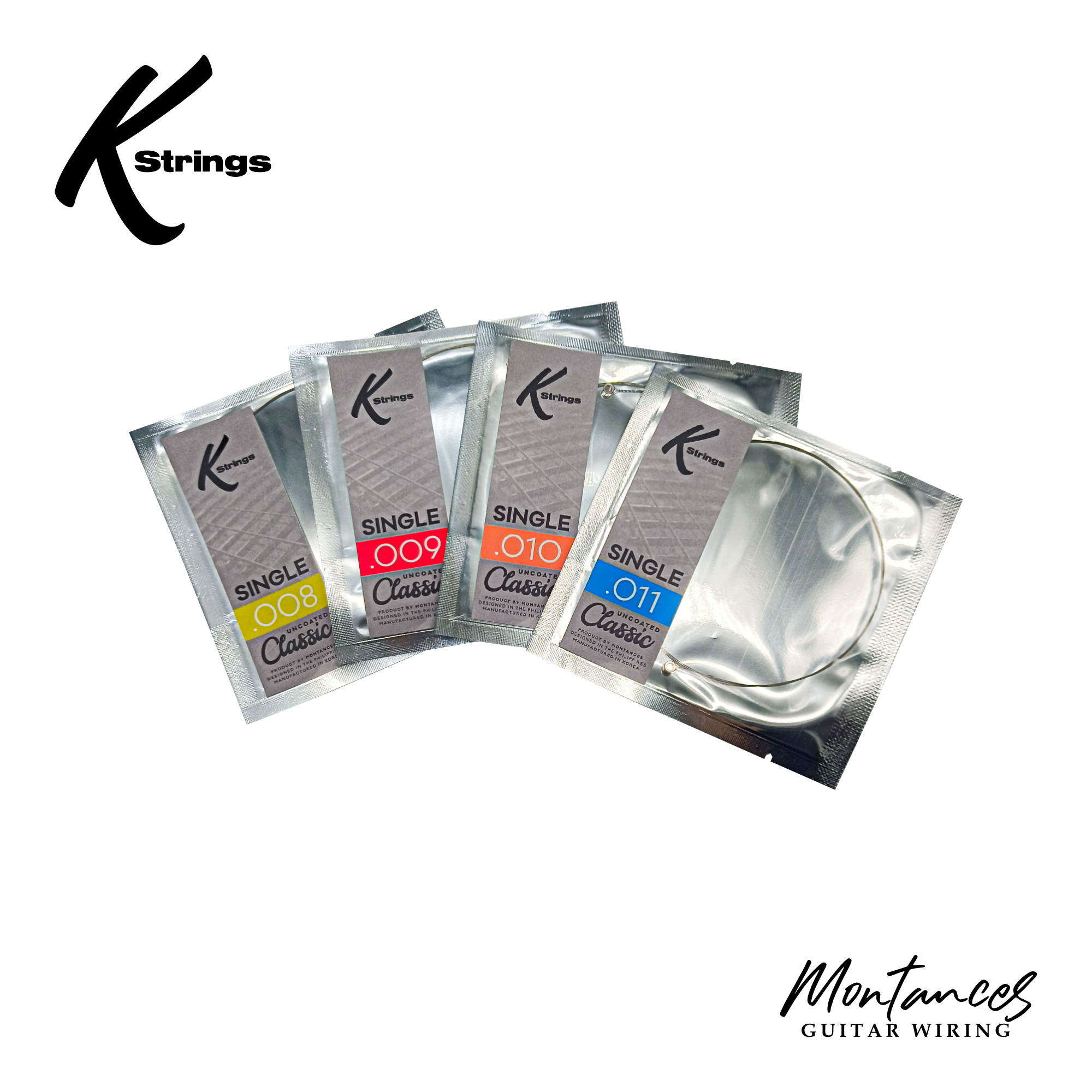 K Strings Classic Singles | Plain Steel | .008, .009, .010, .011 | Electric Guitar Strings