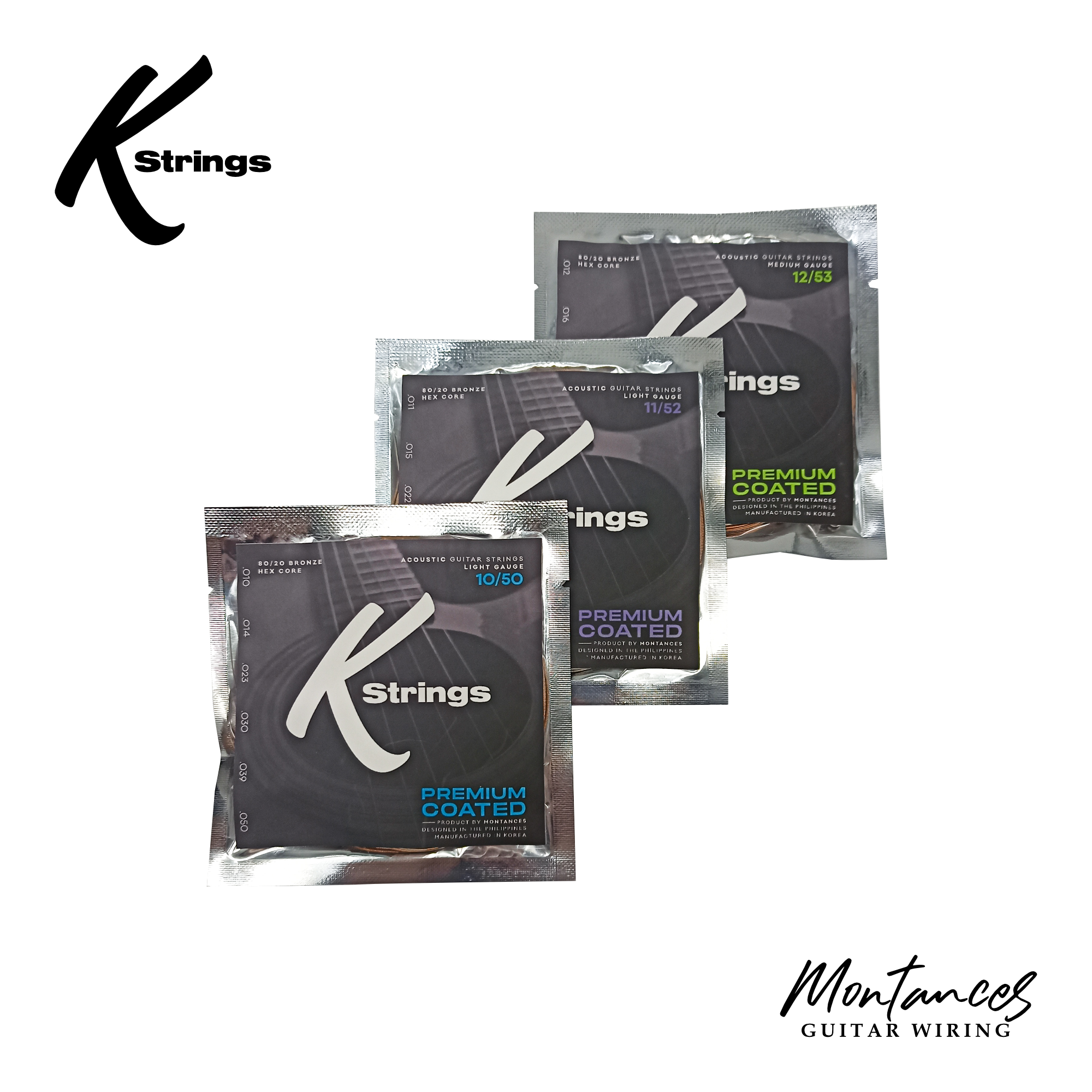 K Strings Premium Coated | Phosphor Bronze | 10-50, 11-52, 12-53 | Acoustic Guitar Strings