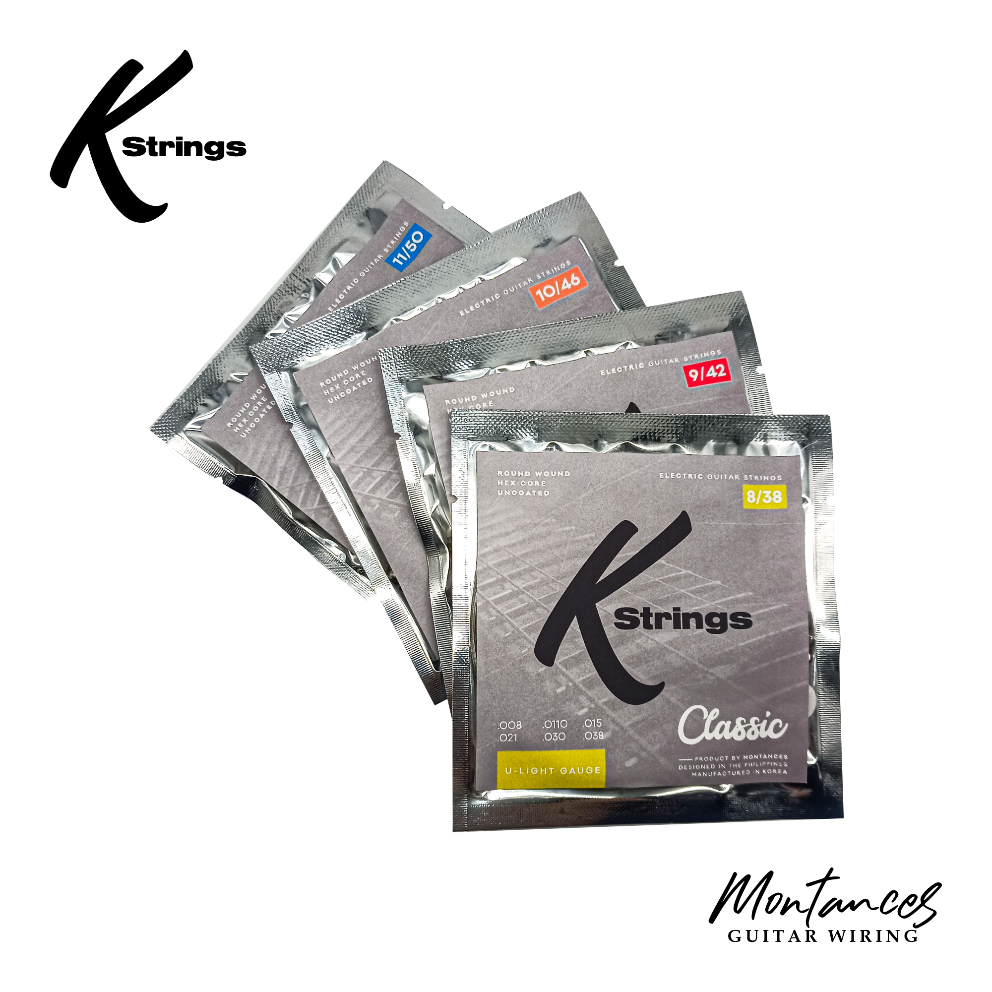K Strings Classic Series | Nickel Wound | 8-38, 9-42, 10-46, 11-50 | Electric Guitar Strings