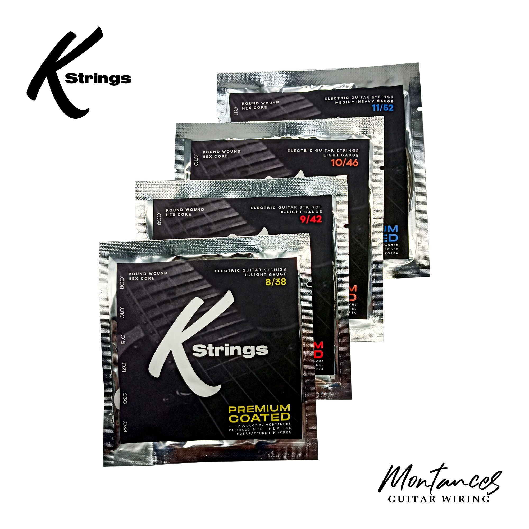 K Strings Premium Coated | Nickel Wound | 8-38, 9-42, 10-46, 11-52 | Electric Guitar Strings