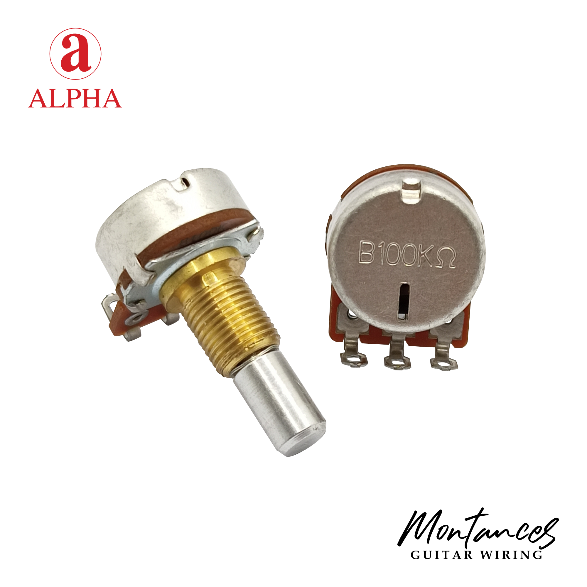 Alpha® Metric ⅜” Standard Length Potentiometer with Center Click (Solid Shaft)