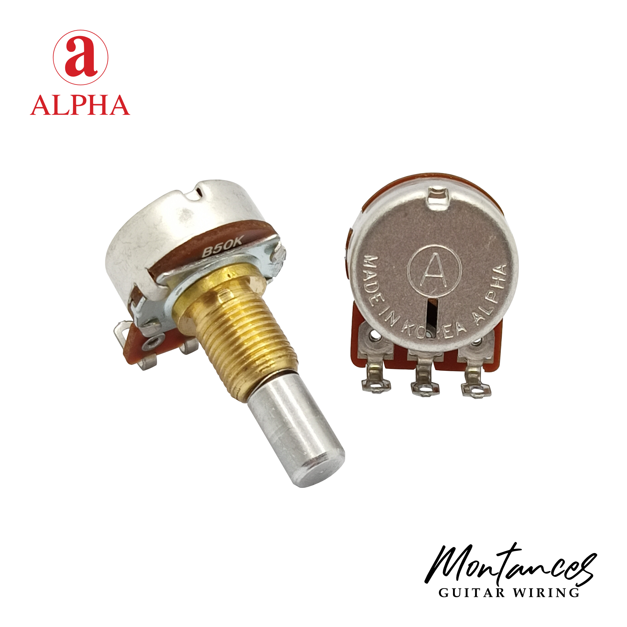 Alpha® Metric ⅜” Standard Length Potentiometer with Center Click (Solid Shaft)