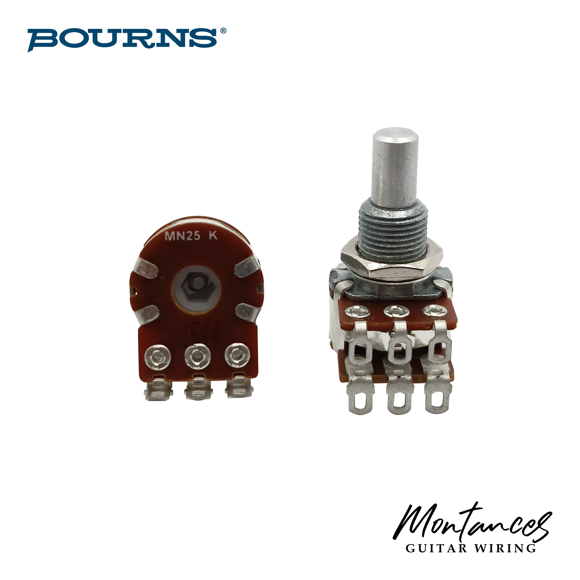 Bourns® ⅜” Standard Length Blend Balance Control Dual Gang Potentiometer (SOLID SHAFT)