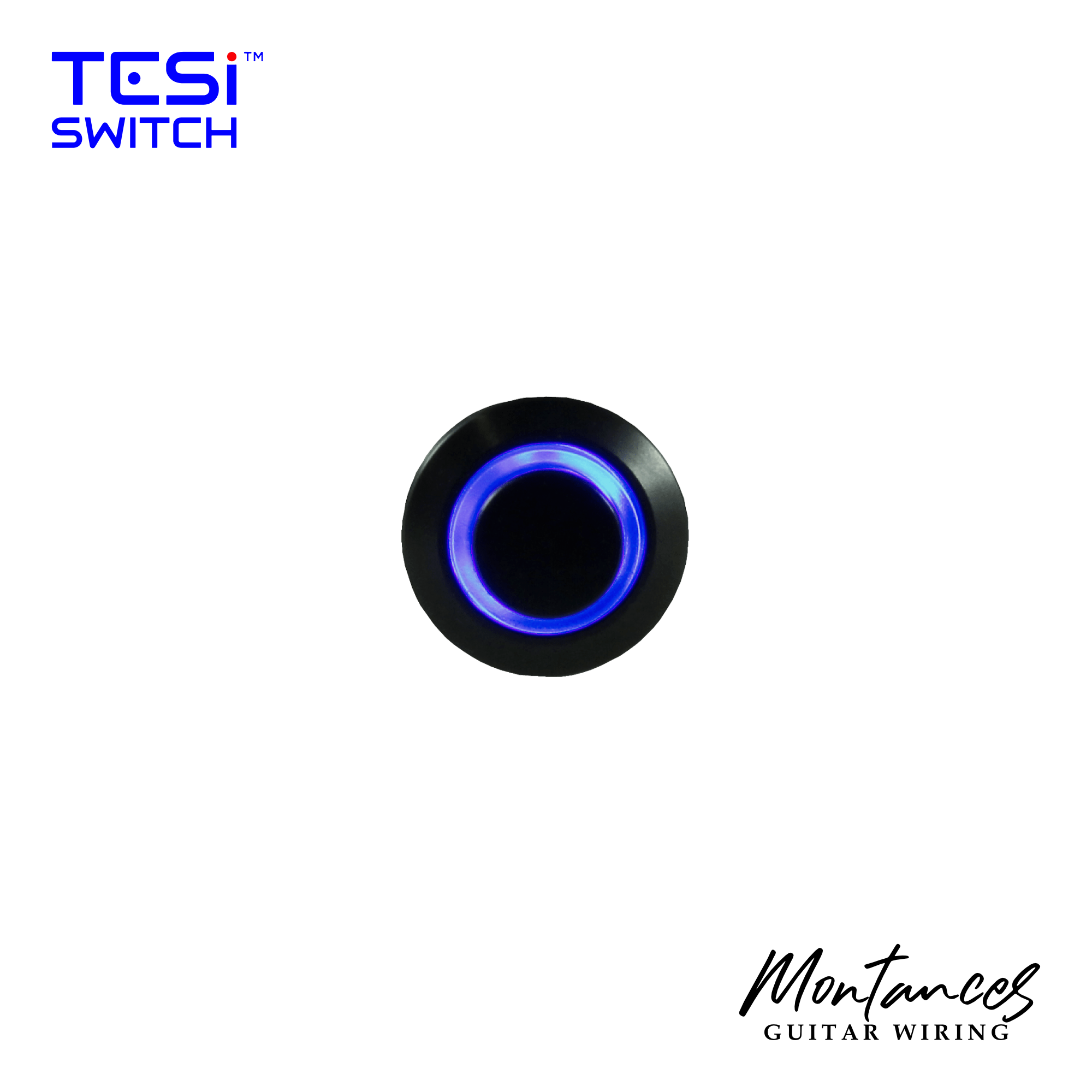 TESI Switch POCO 12MM LED Ring Guitar Kill Switch - Black/Blue