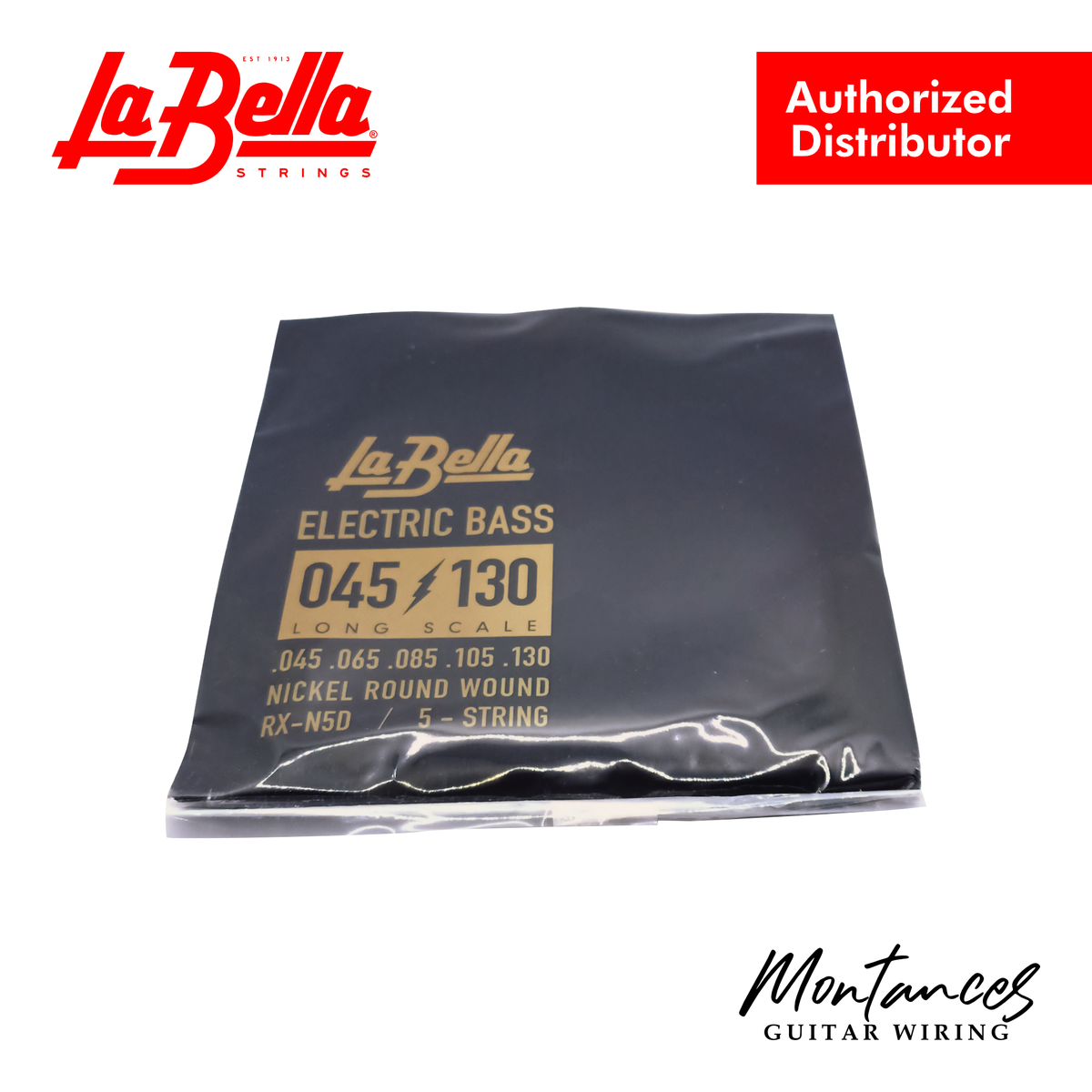 La Bella RX-N5D-XL | 5-String Bass String Set | 45-130 Extra Long Scale | Nickel Roundwound