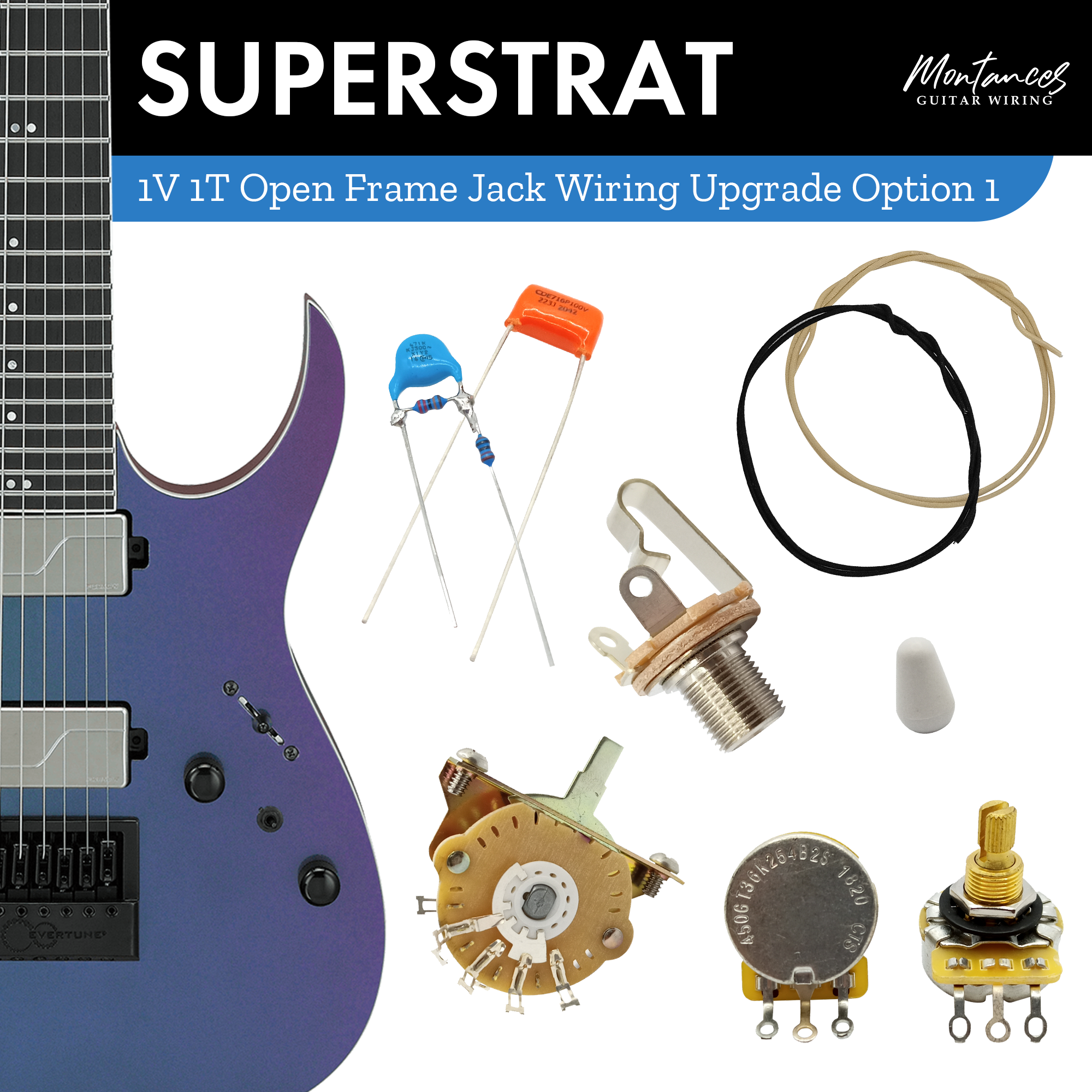 1 Volume 1 Tone Guitar Wiring Kit (US Size)