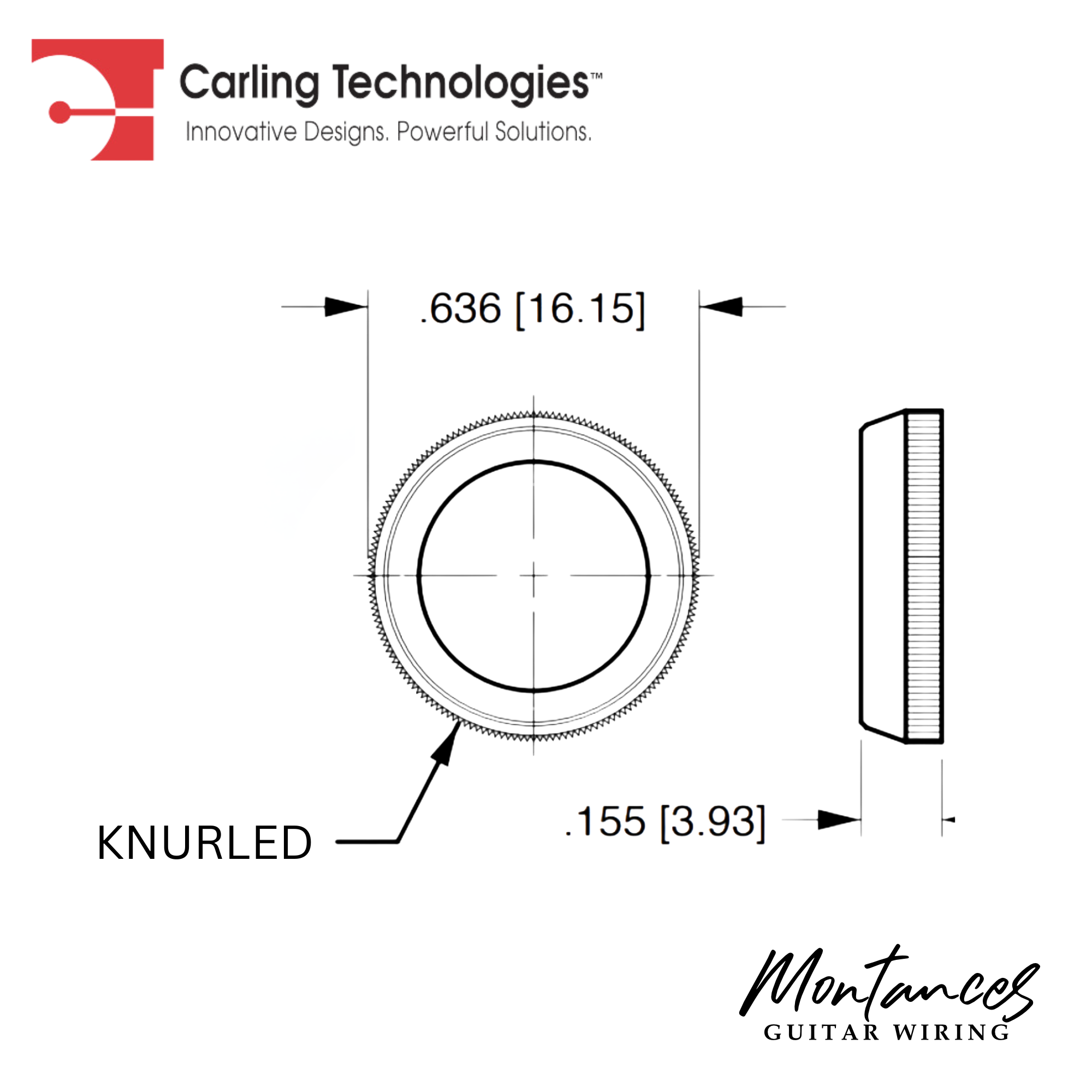 Large Dress Nut - Carling, 15/32-32UNS, for Toggle Switches and Footswitches for guitar pedal and stomp boxes