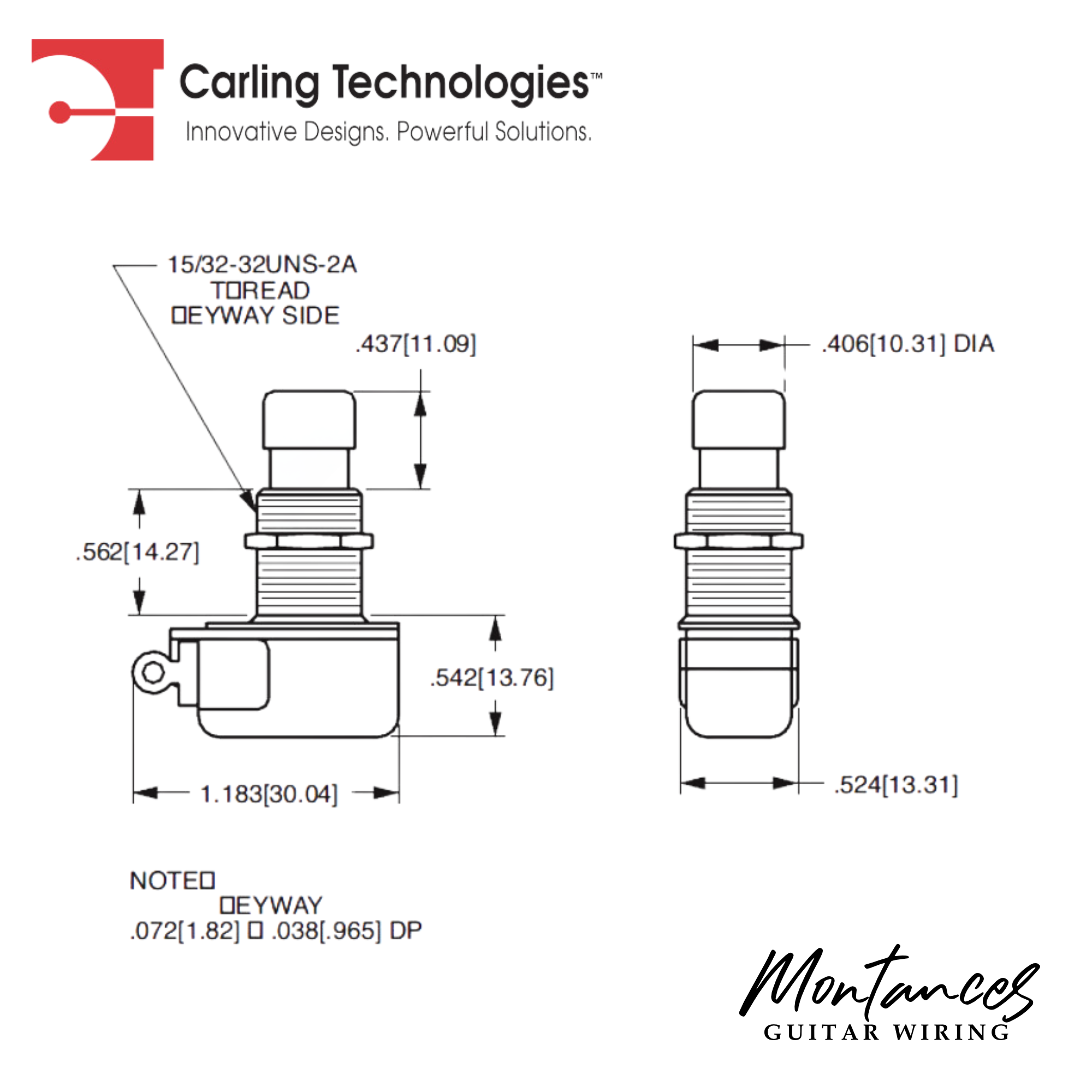 Footswitch - Carling, SPST Latching, for Fender® Reverb and Switching Pedals