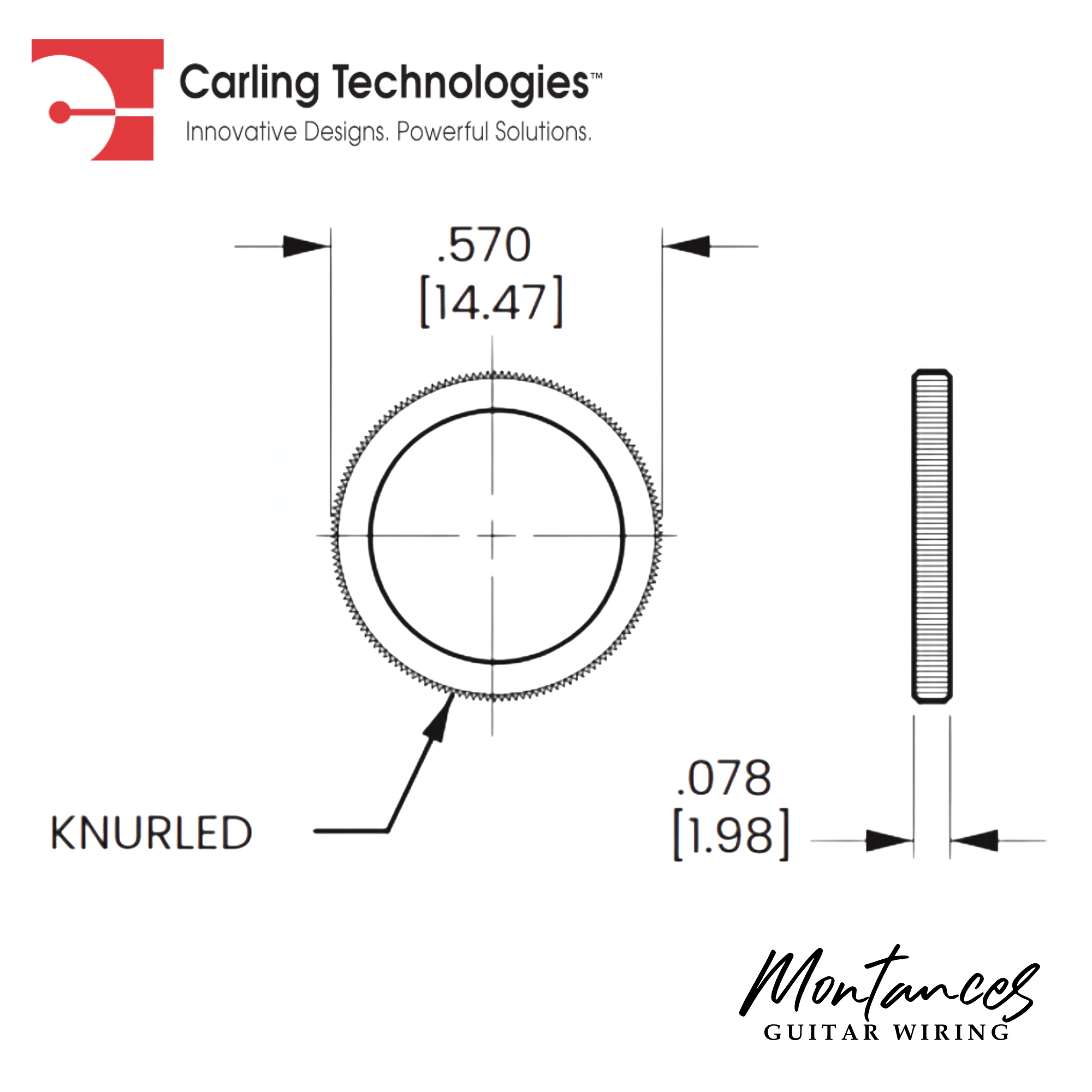 Knurled Nut - Carling, 15/32-32UNS, for Toggle and Foot Switches