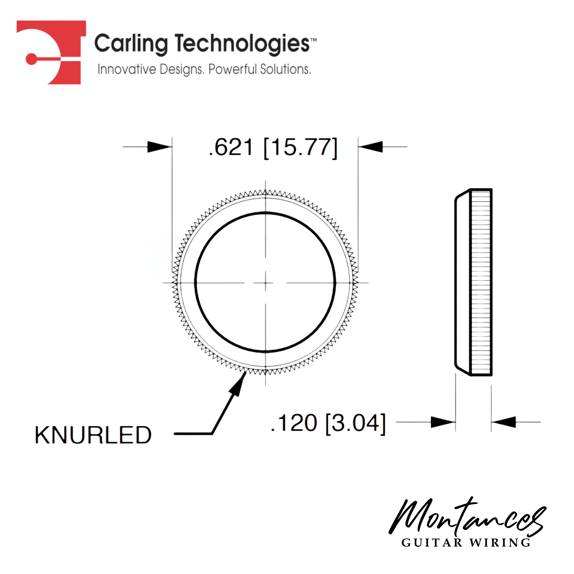 Nut - Large Dress Nut, Carling, 15/32-32UNS, Plastic, for Guitar Pedals and Stomp Boxes