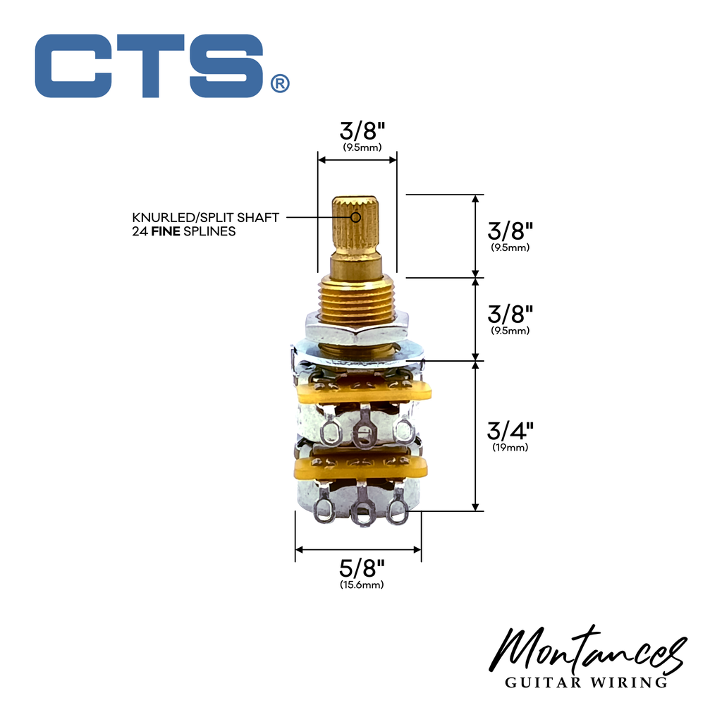 CTS Balance-Blend Dual Gang Potentiometer with center detent linear taper split shaft 24 splines