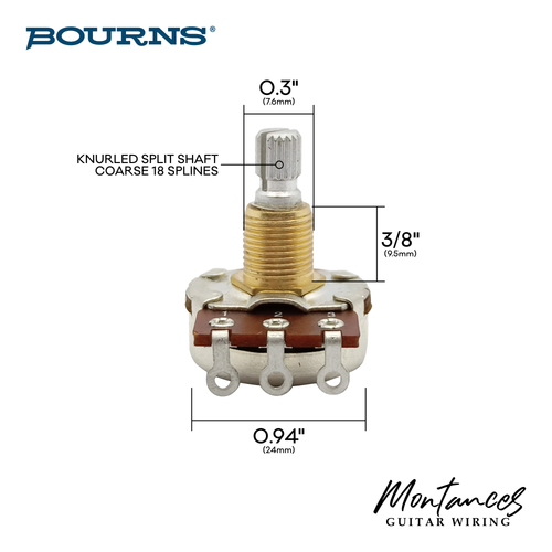 Bourns® Premium US ⅜” Standard Length Full-Size Potentiometer (High Torque, Split Shaft)