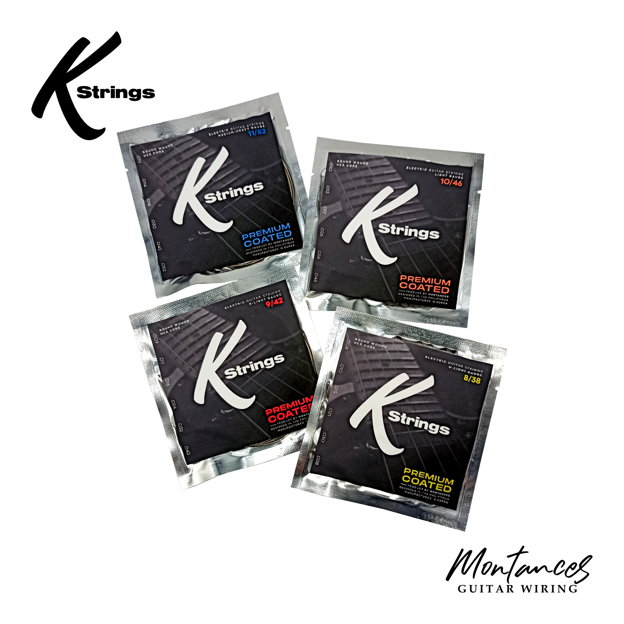 K Strings Premium Coated | Nickel Wound | 8-38, 9-42, 10-46, 11-52 | Electric Guitar Strings