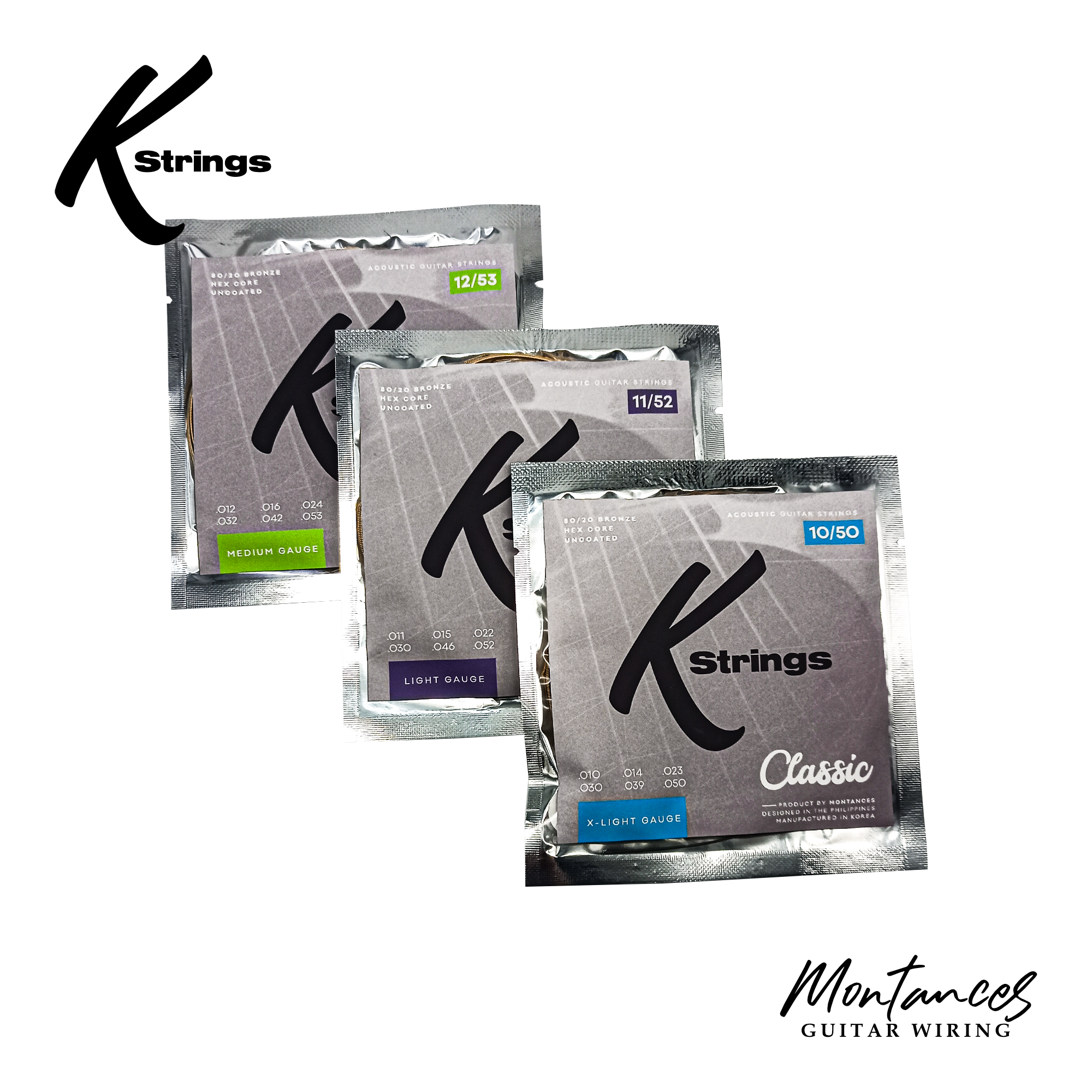 K Strings Classic Series | 80/20 Bronze | 10-50, 11-52, 12-53 | Acoustic Guitar Strings