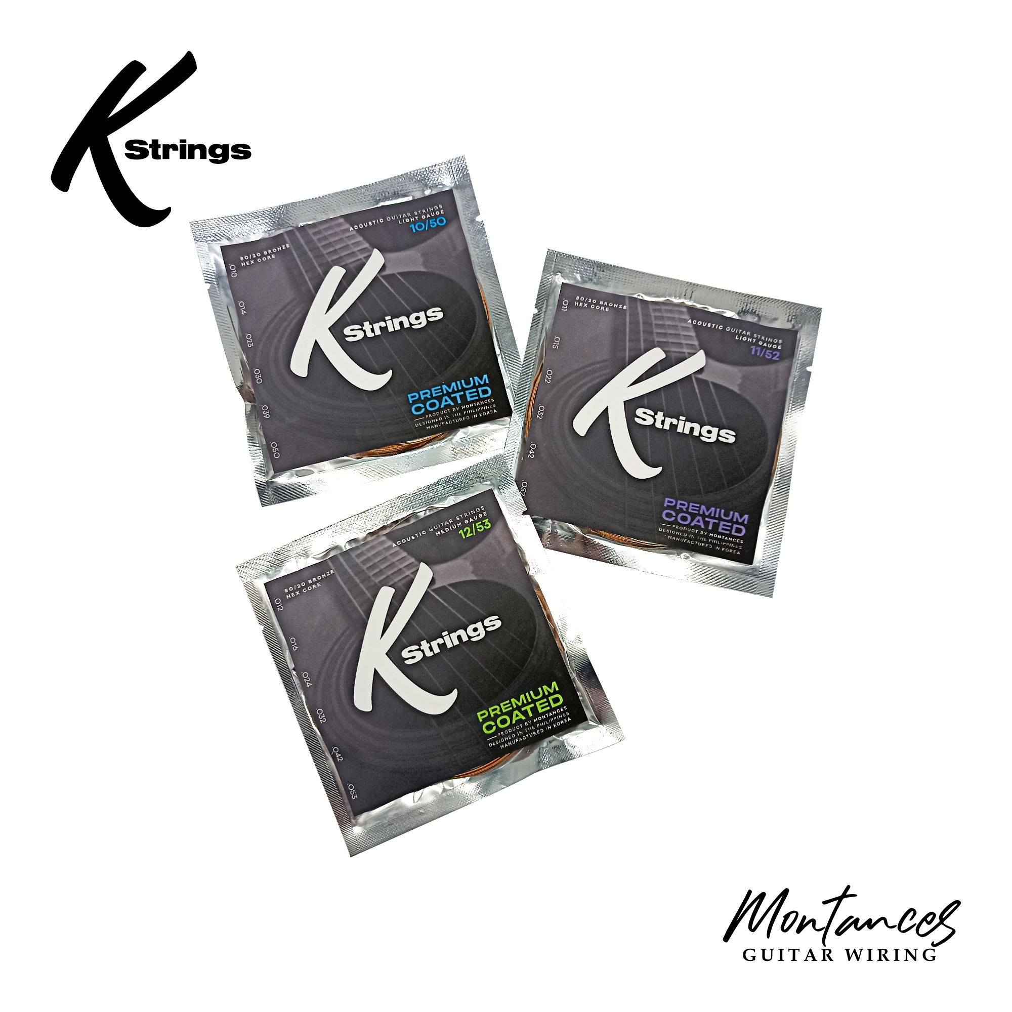 K Strings Premium Coated | Phosphor Bronze | 10-50, 11-52, 12-53 | Acoustic Guitar Strings