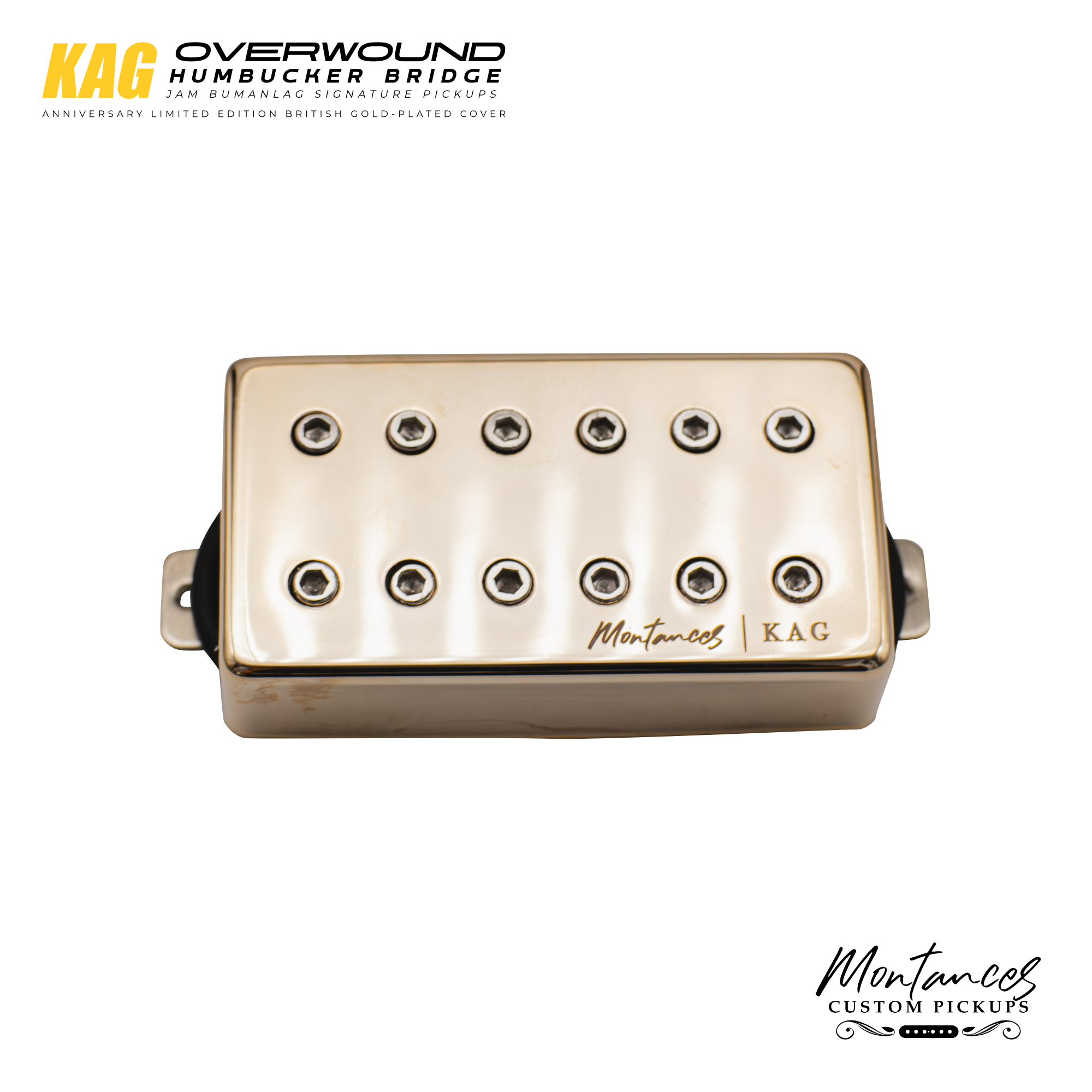 Montances KAG Anniversary Limited Edition Pale Gold color, British Silver material Overwound Humbucker Pickup | Alnico 8 | Bridge position